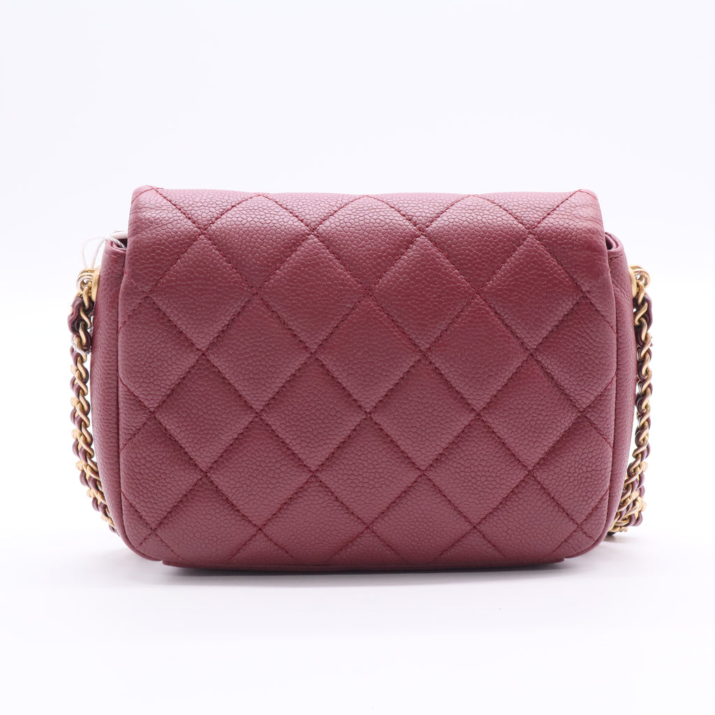 Chanel Caviar Quilted Mini Chain Soul Flap Burgundy  Twins LDJ2639