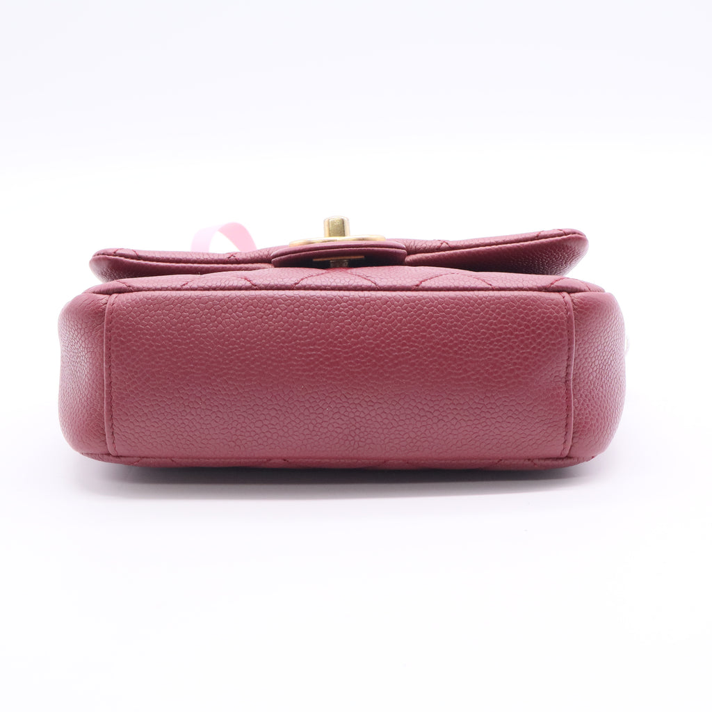 Chanel Caviar Quilted Mini Chain Soul Flap Burgundy  Twins LDJ2639