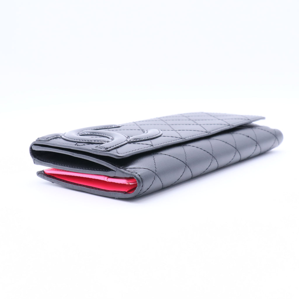 Cambon Line Bi-fold Long Wallet Black Pink