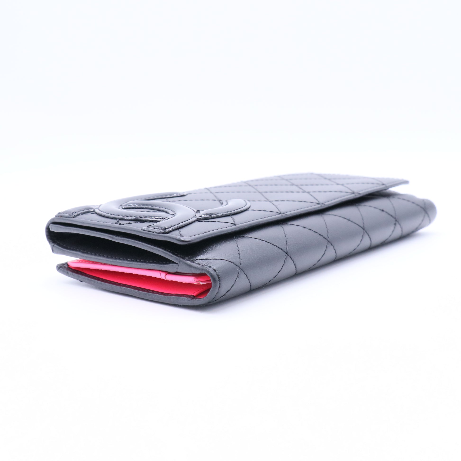 Cambon Line Bi-fold Long Wallet Black Pink