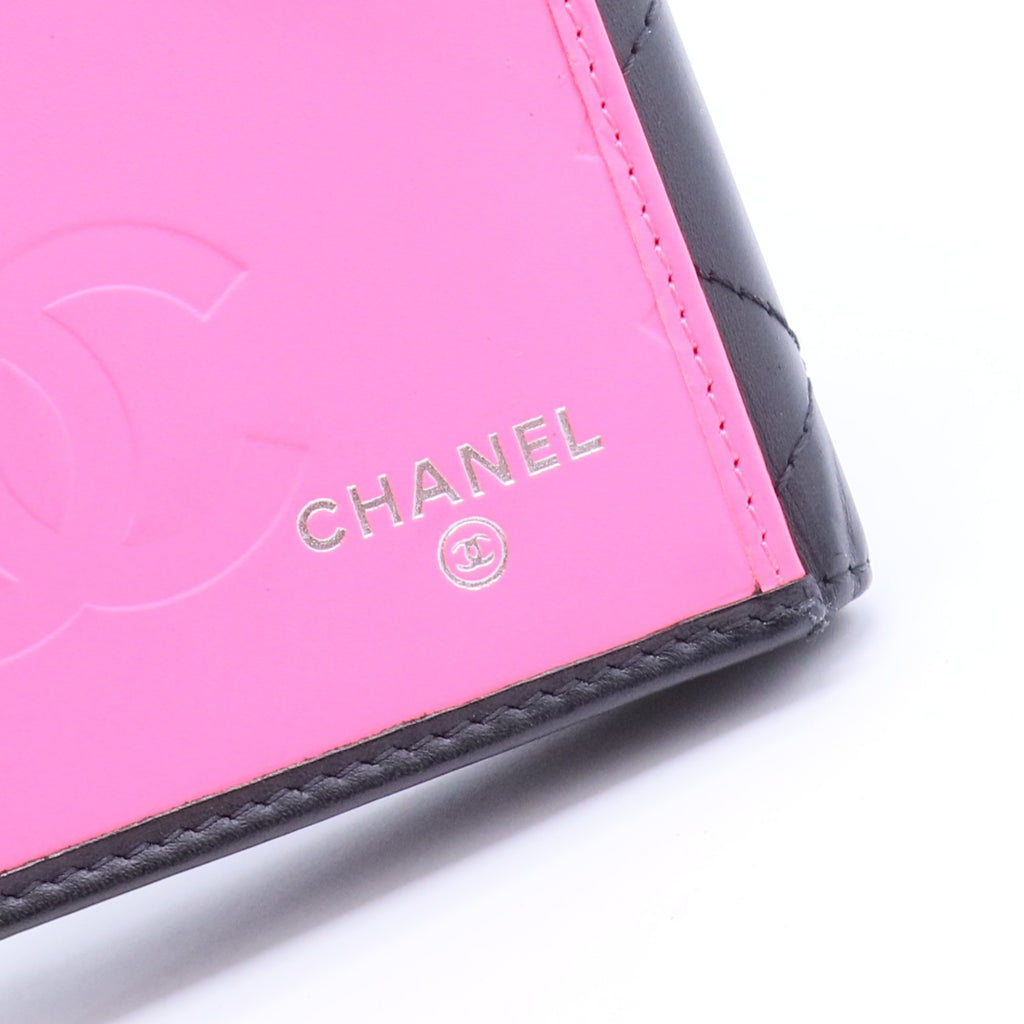 Cambon Line Bi-fold Long Wallet Black Pink