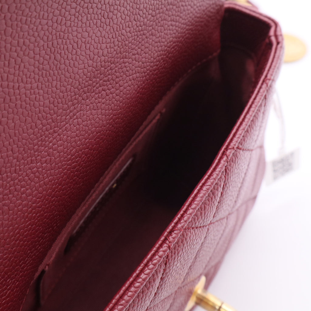 Chanel Caviar Quilted Mini Chain Soul Flap Burgundy  Twins LDJ2639