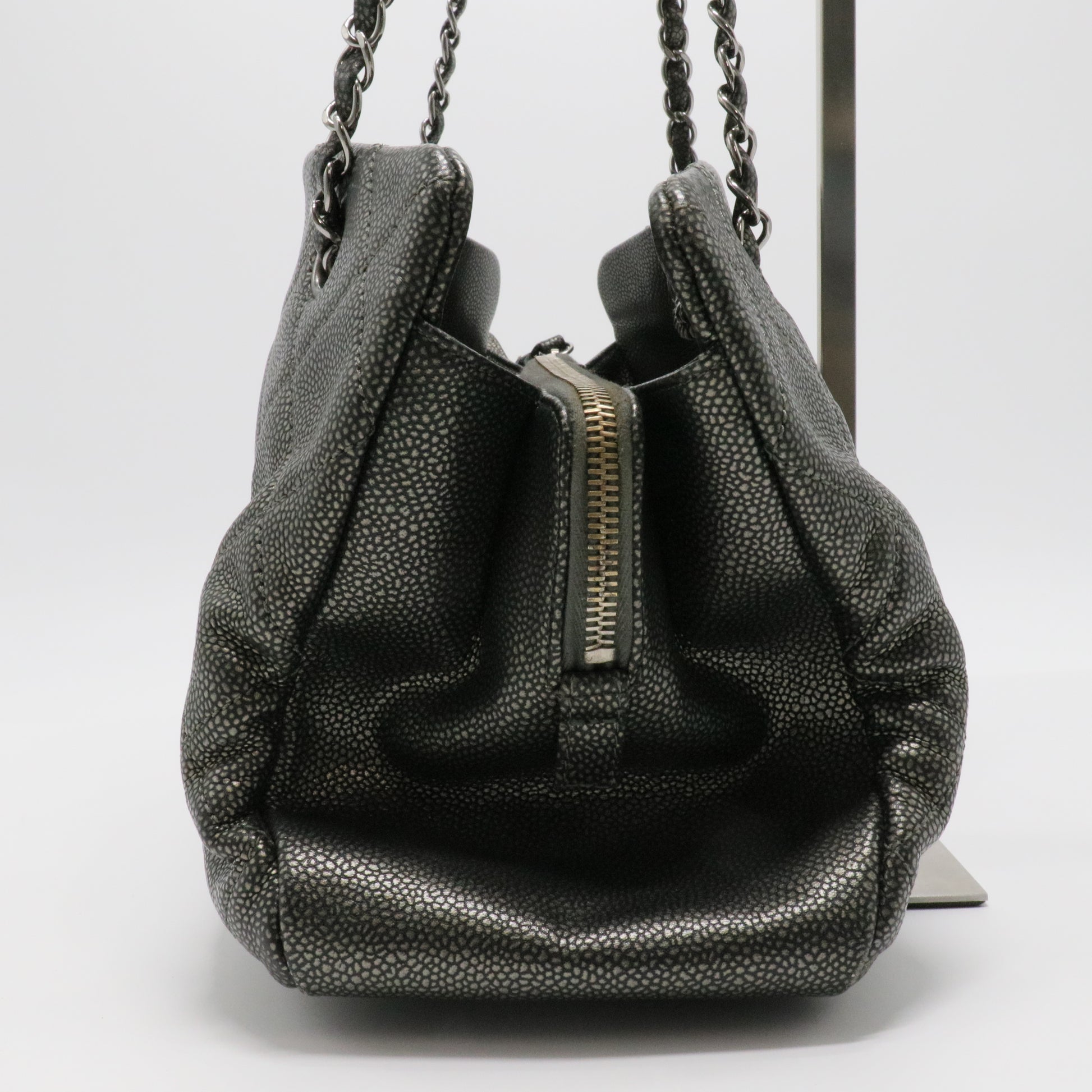 Caviar Quilted Timeless CC Shopping Tote Dark Grey