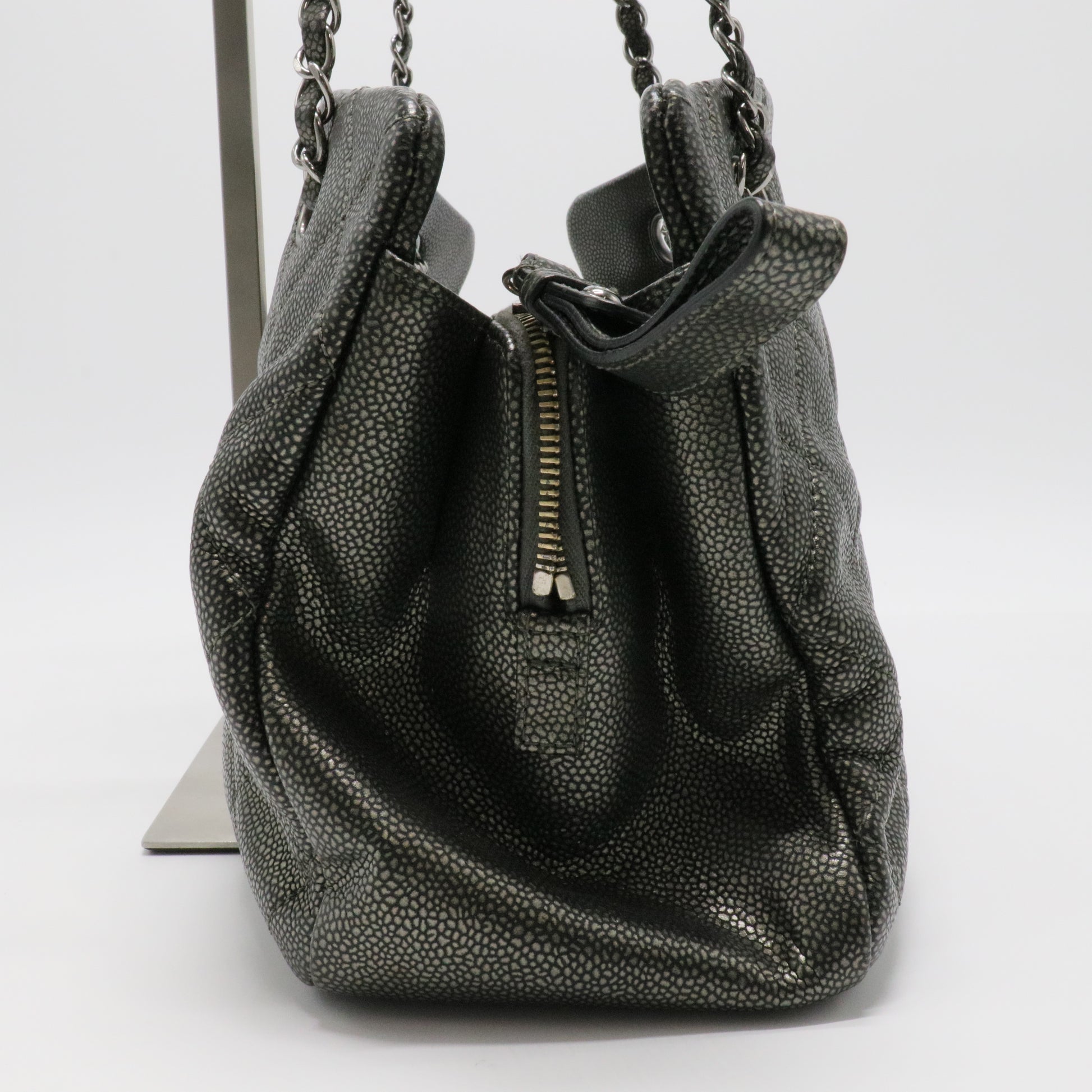Caviar Quilted Timeless CC Shopping Tote Dark Grey
