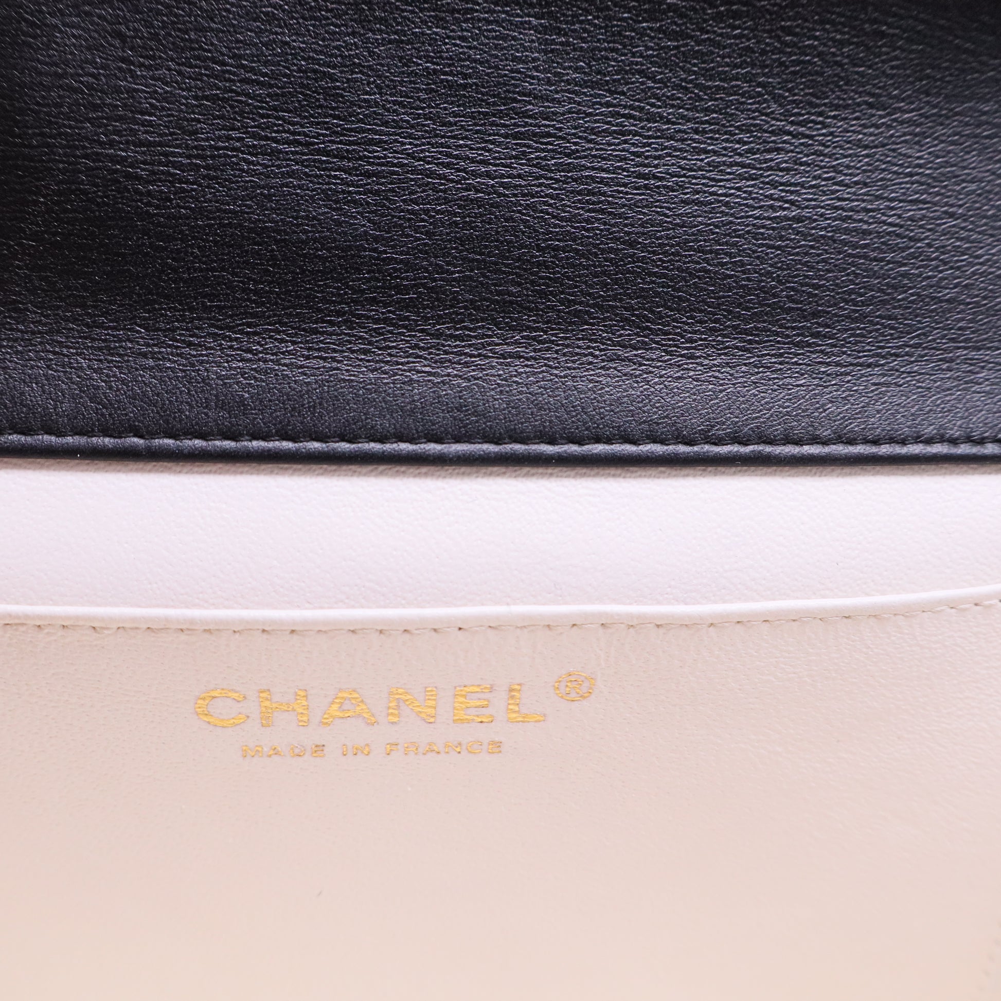 Black & White Calfskin Leather Square Frame Single Flap Bag