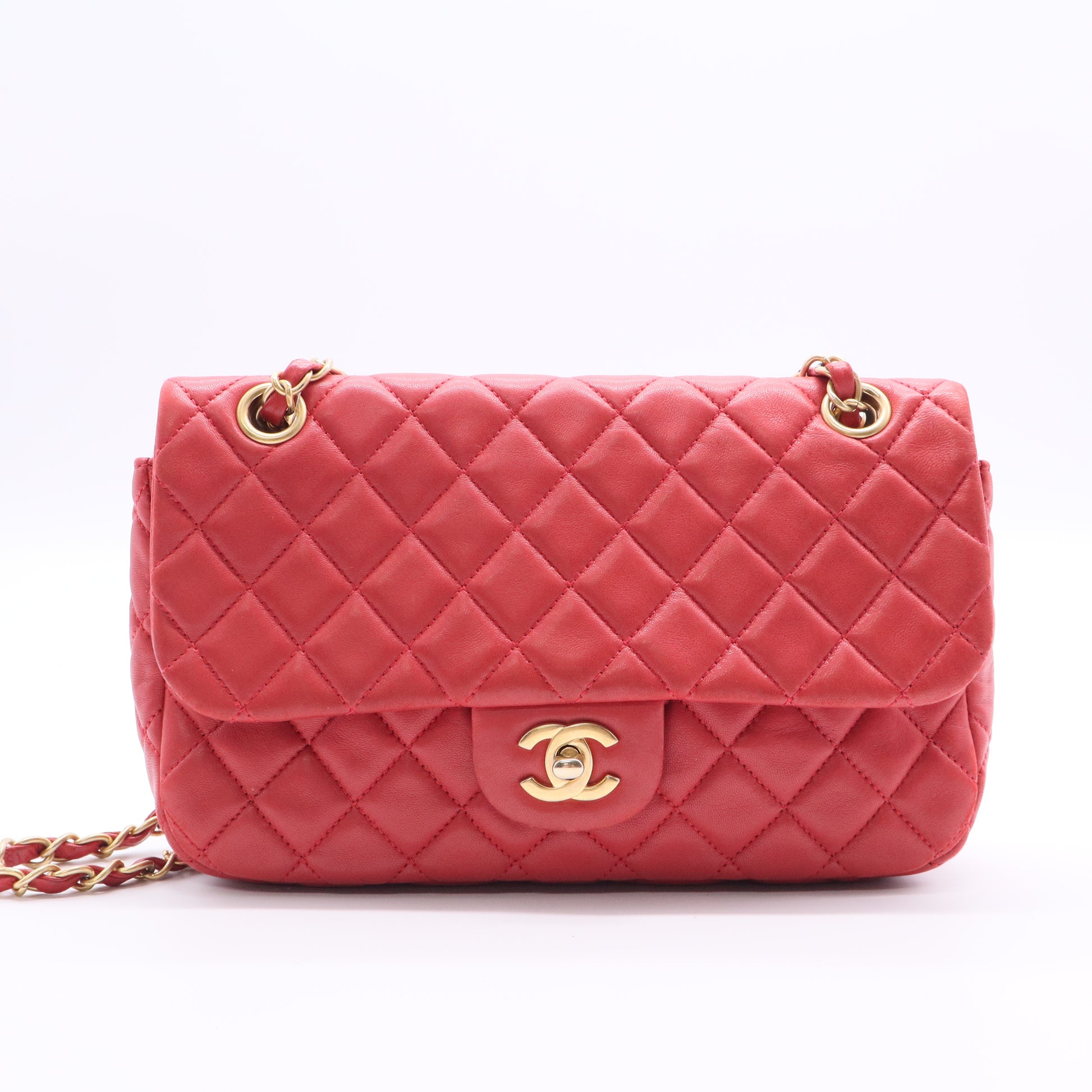 Chanel  red quilted lambskin leather Classic Flap Twins LDJ2647
