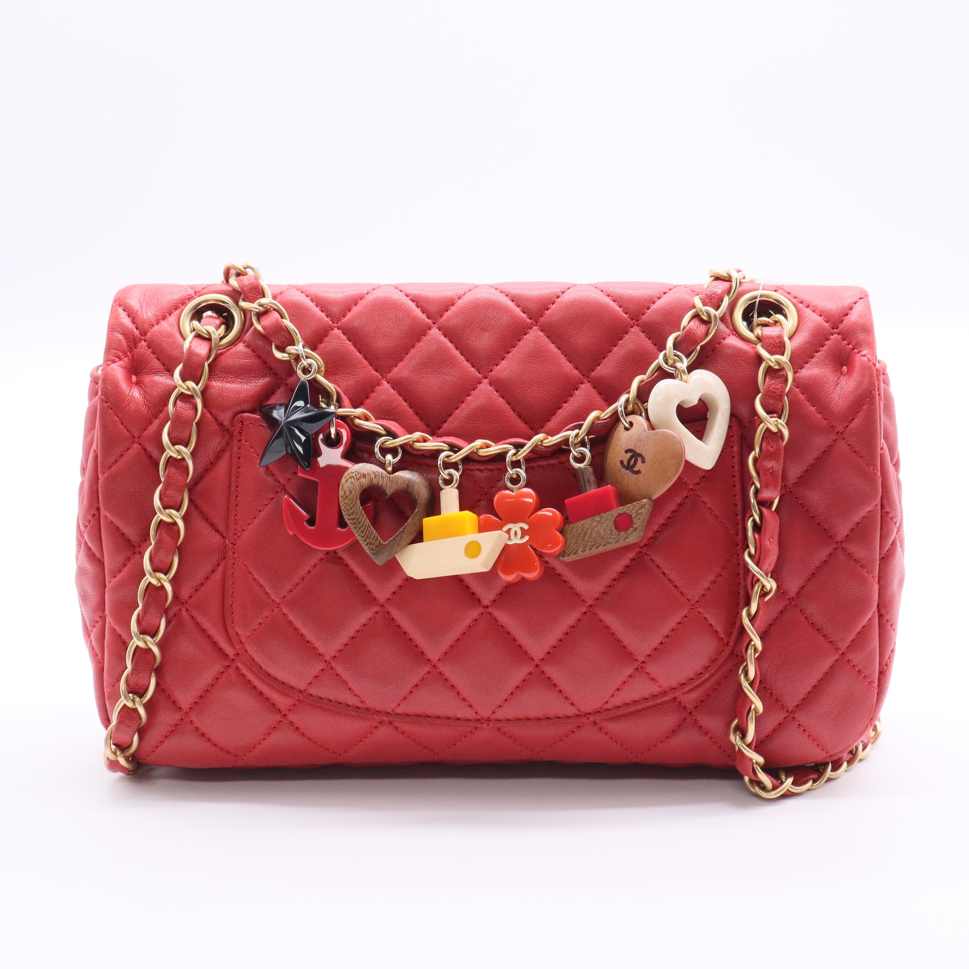 Chanel  red quilted lambskin leather Classic Flap Twins LDJ2647