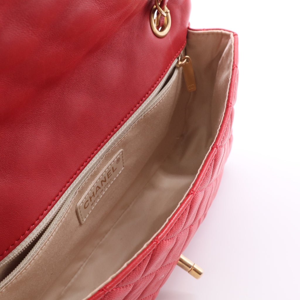 Chanel  red quilted lambskin leather Classic Flap Twins LDJ2647