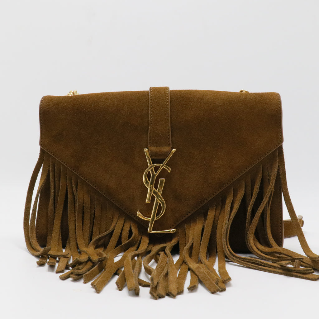 Classic Monogram Fringe Crossbody Bag Suede Small