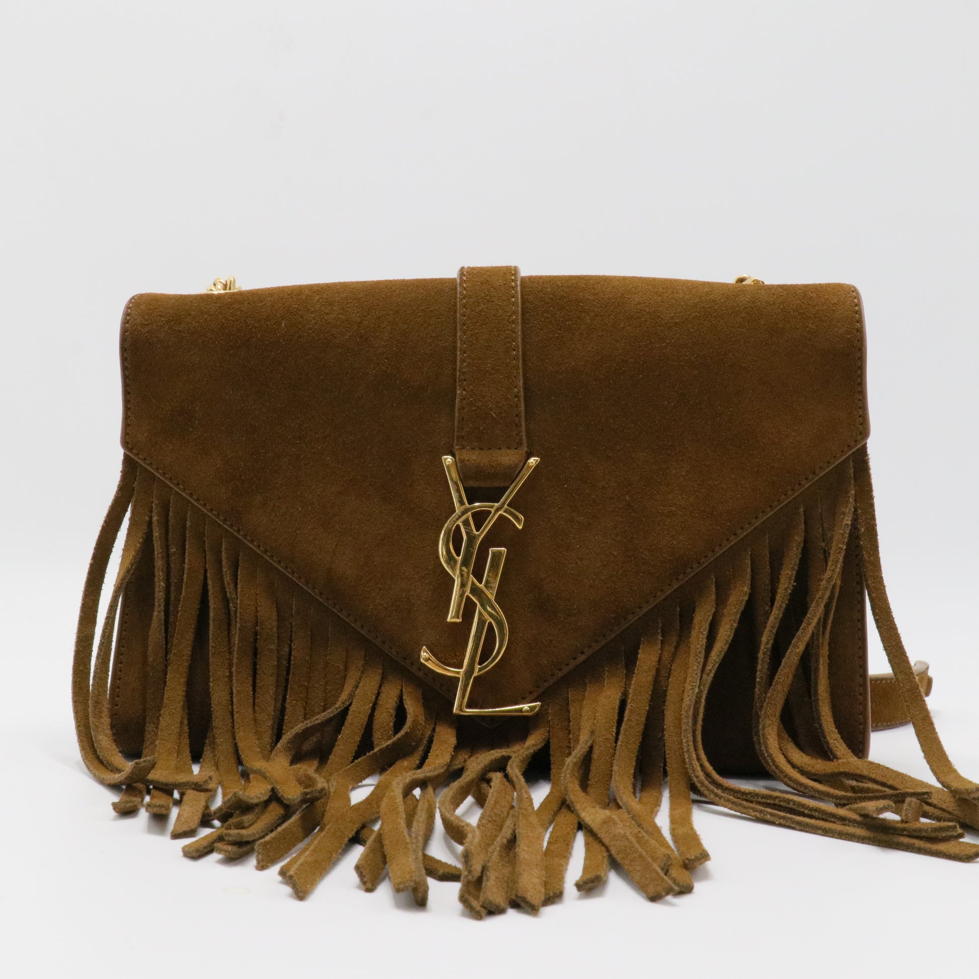 Classic Monogram Fringe Crossbody Bag Suede Small