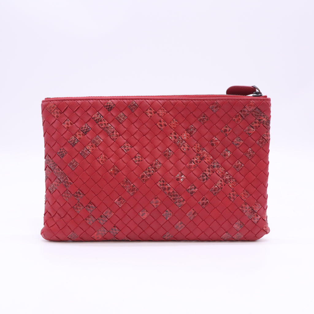 Nappa Intrecciato Snakeskin Pouch W23674
