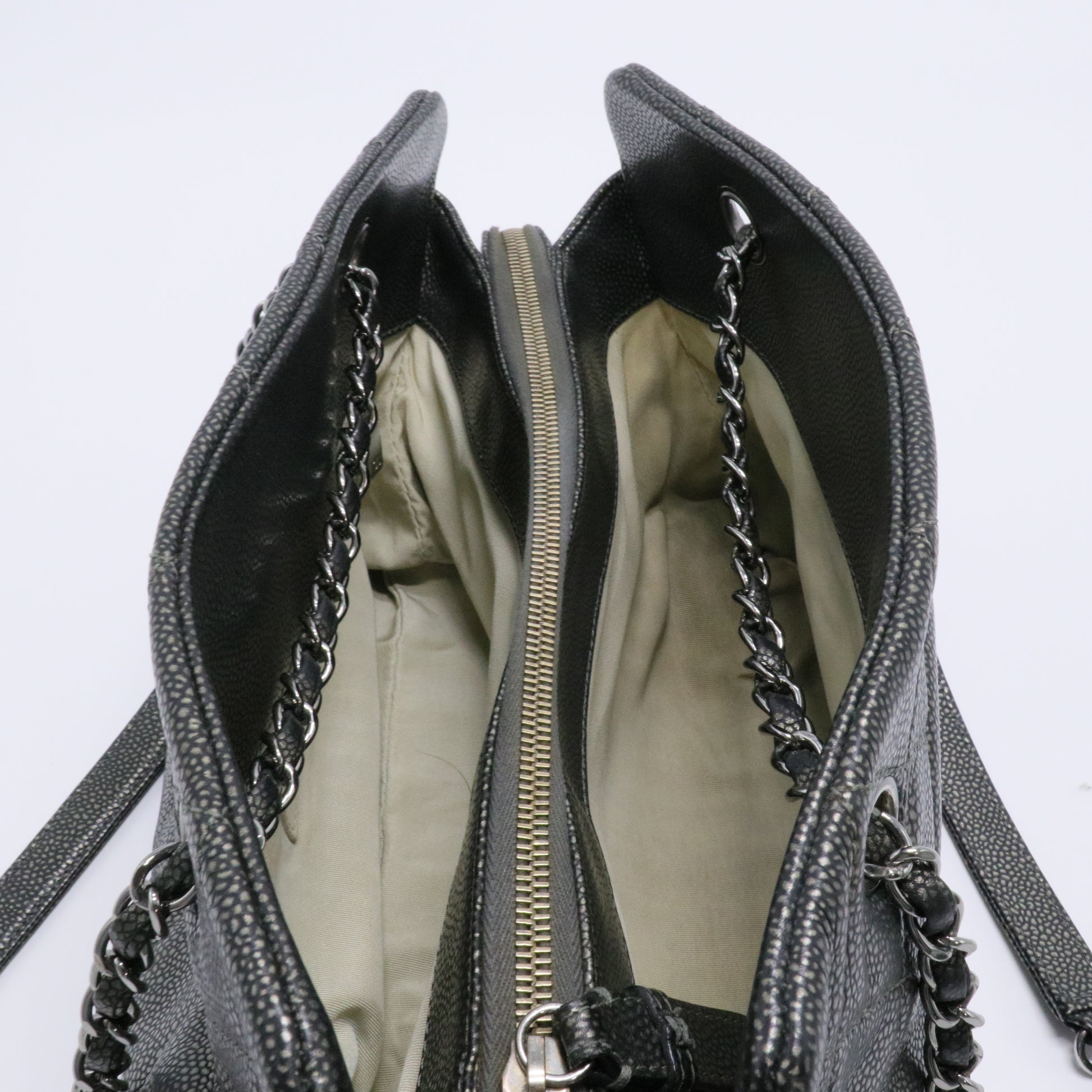 Caviar Quilted Timeless CC Shopping Tote Dark Grey