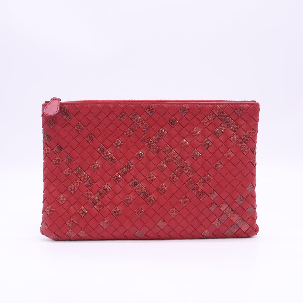 Nappa Intrecciato Snakeskin Pouch W23674