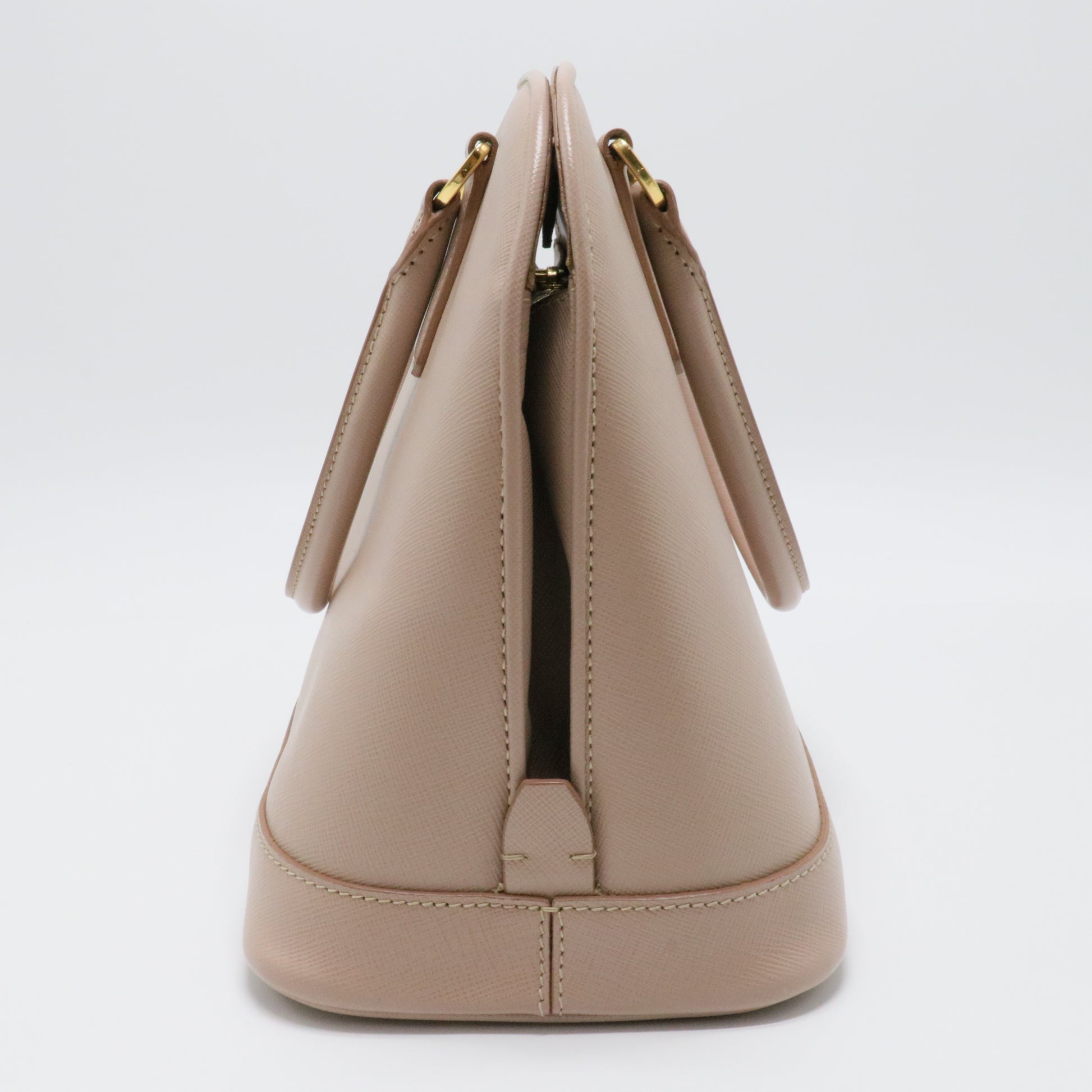 Beige Saffiano Lux Leather Open Promenade Satchel