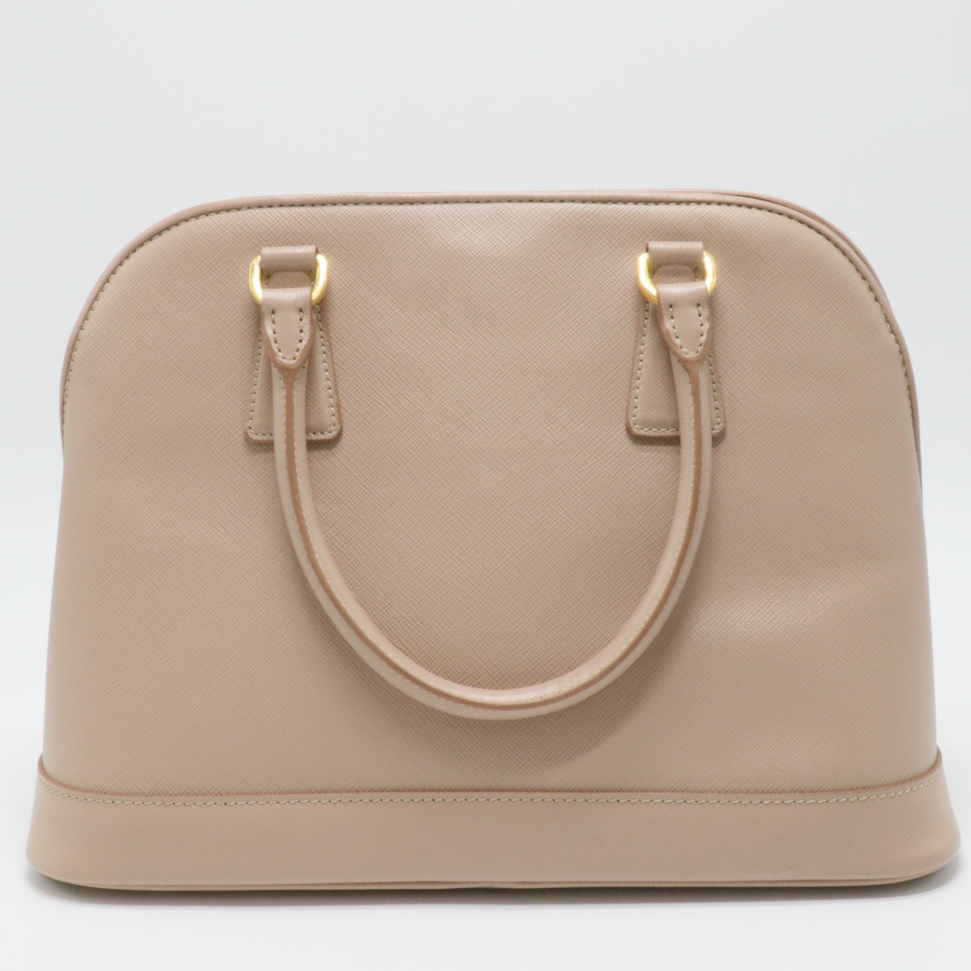 Beige Saffiano Lux Leather Open Promenade Satchel