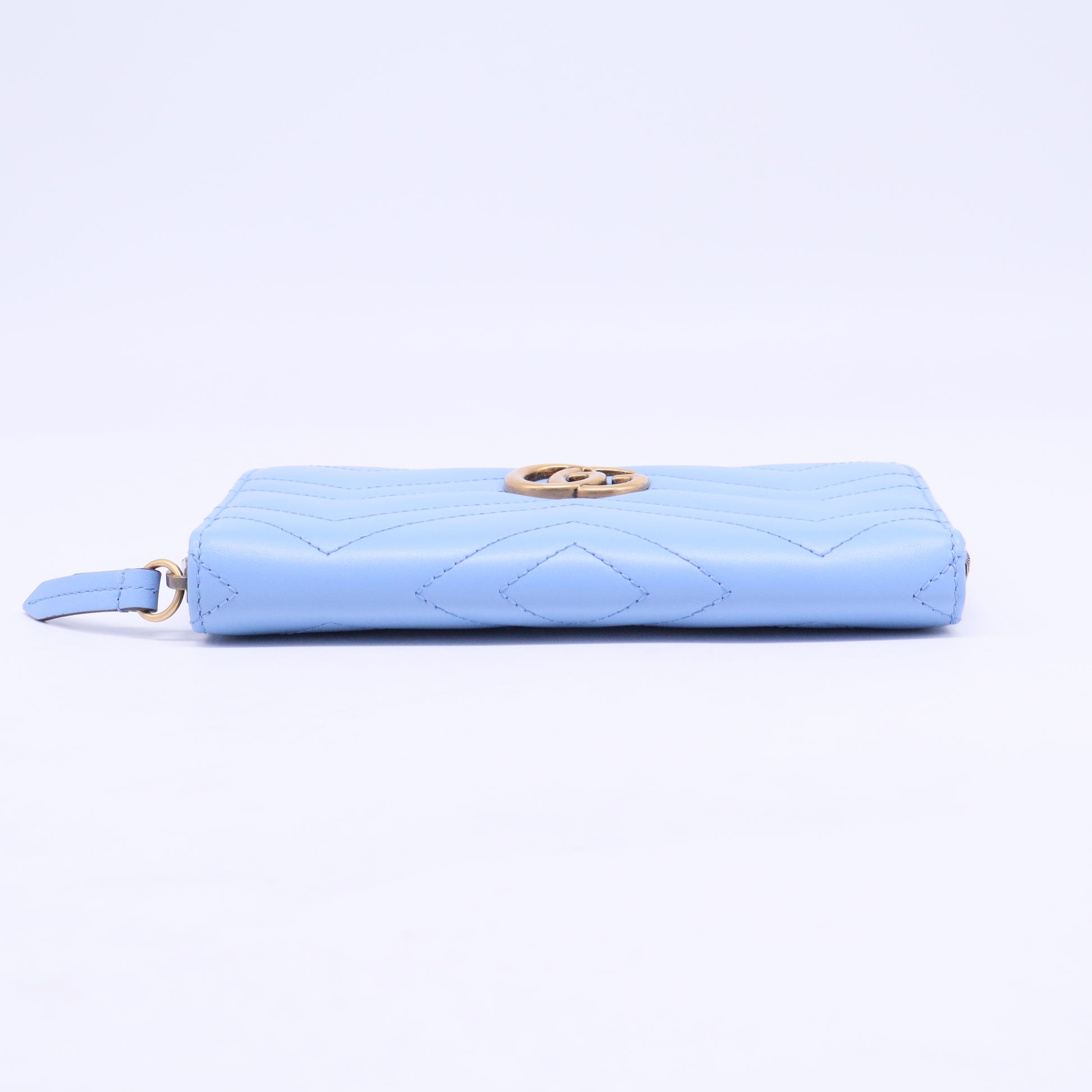 Blue Chevron Leather GG Marmont Zip Wallet W20675