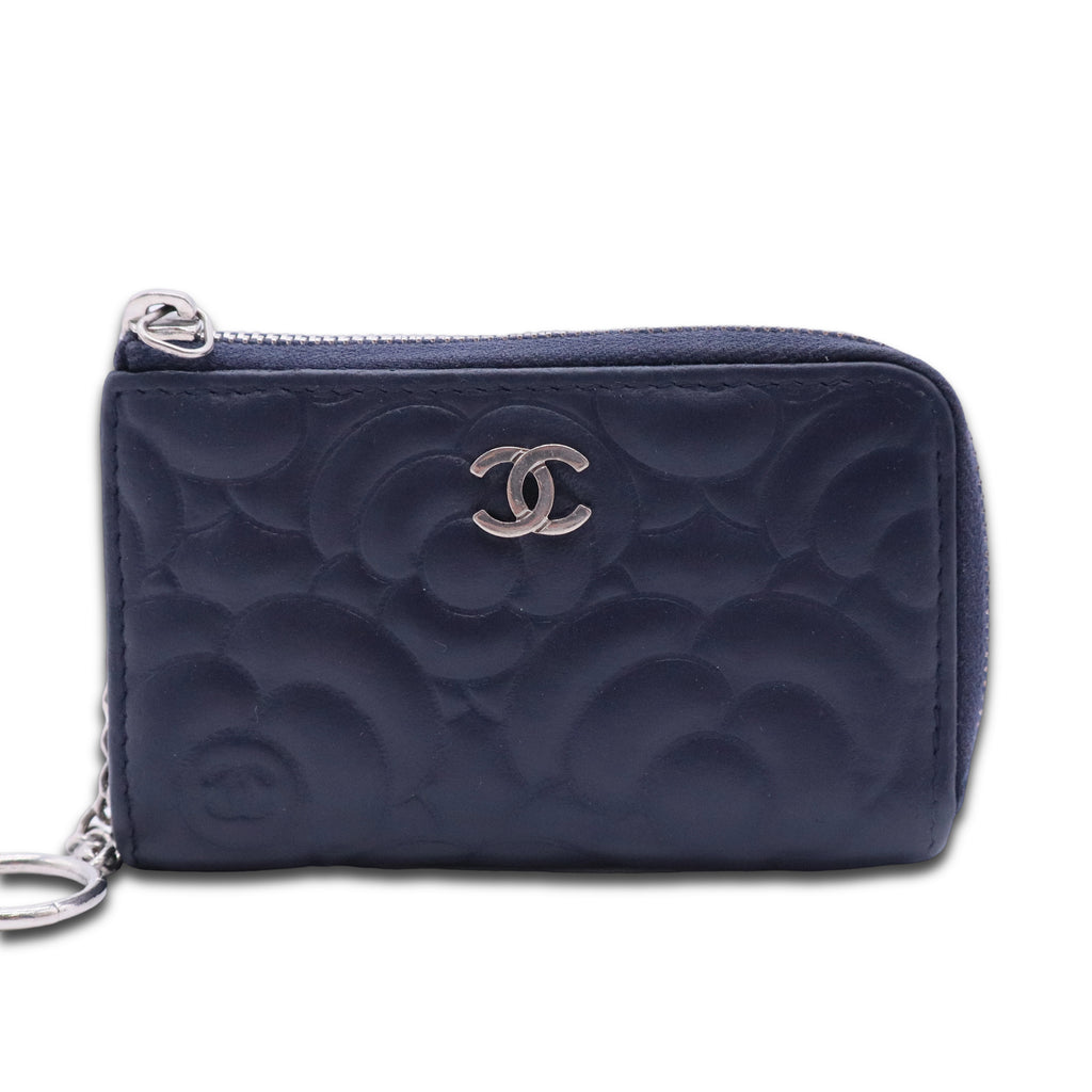 Lambskin Camellia Embossed Key Holder Case