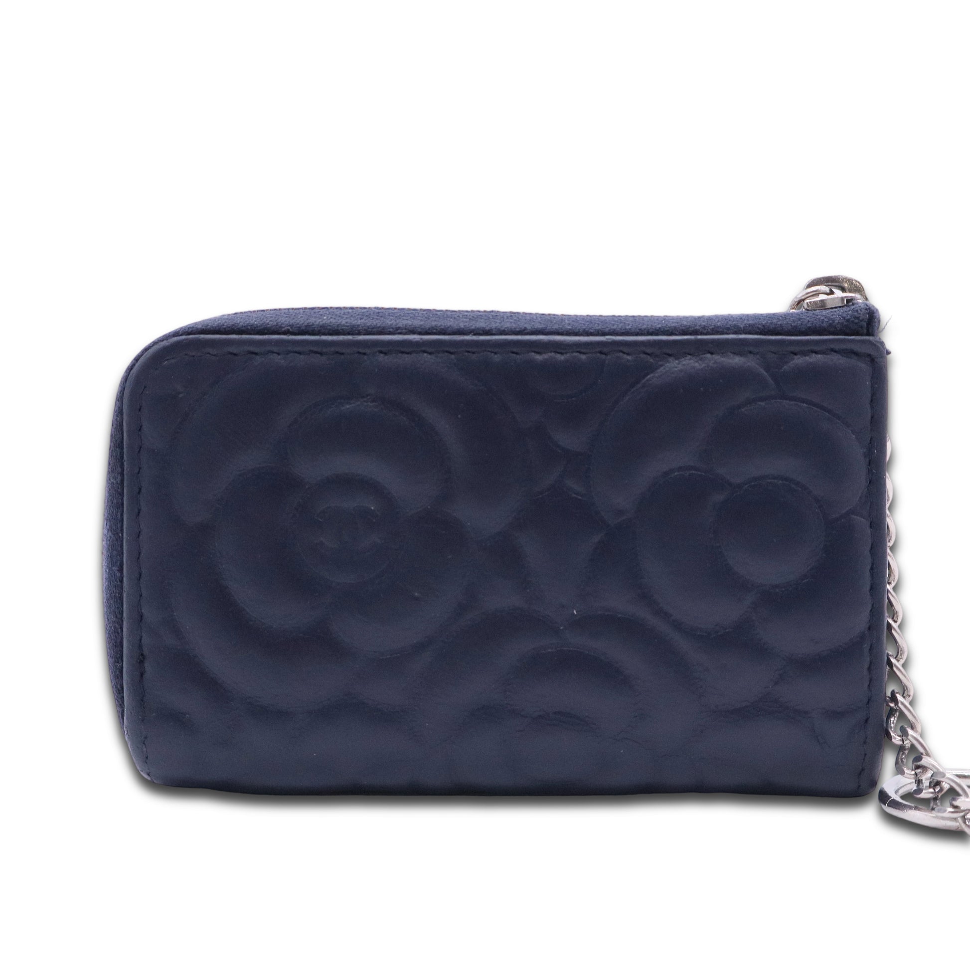 Lambskin Camellia Embossed Key Holder Case