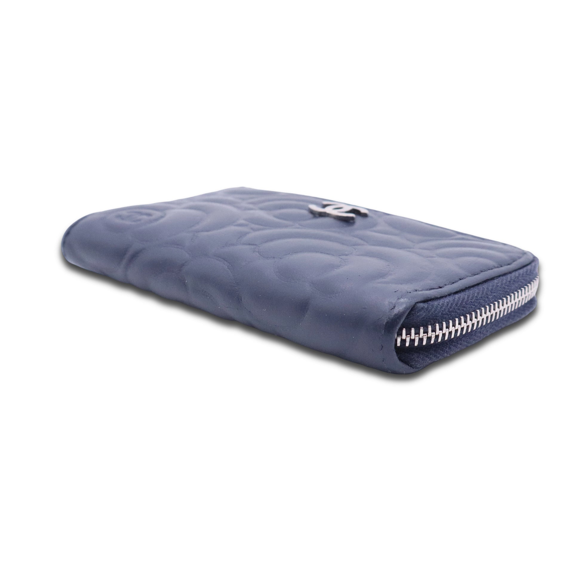 Lambskin Camellia Embossed Key Holder Case