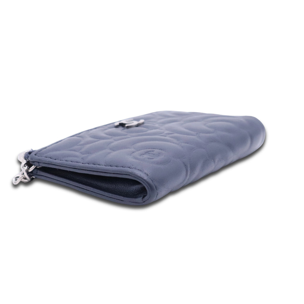Lambskin Camellia Embossed Key Holder Case