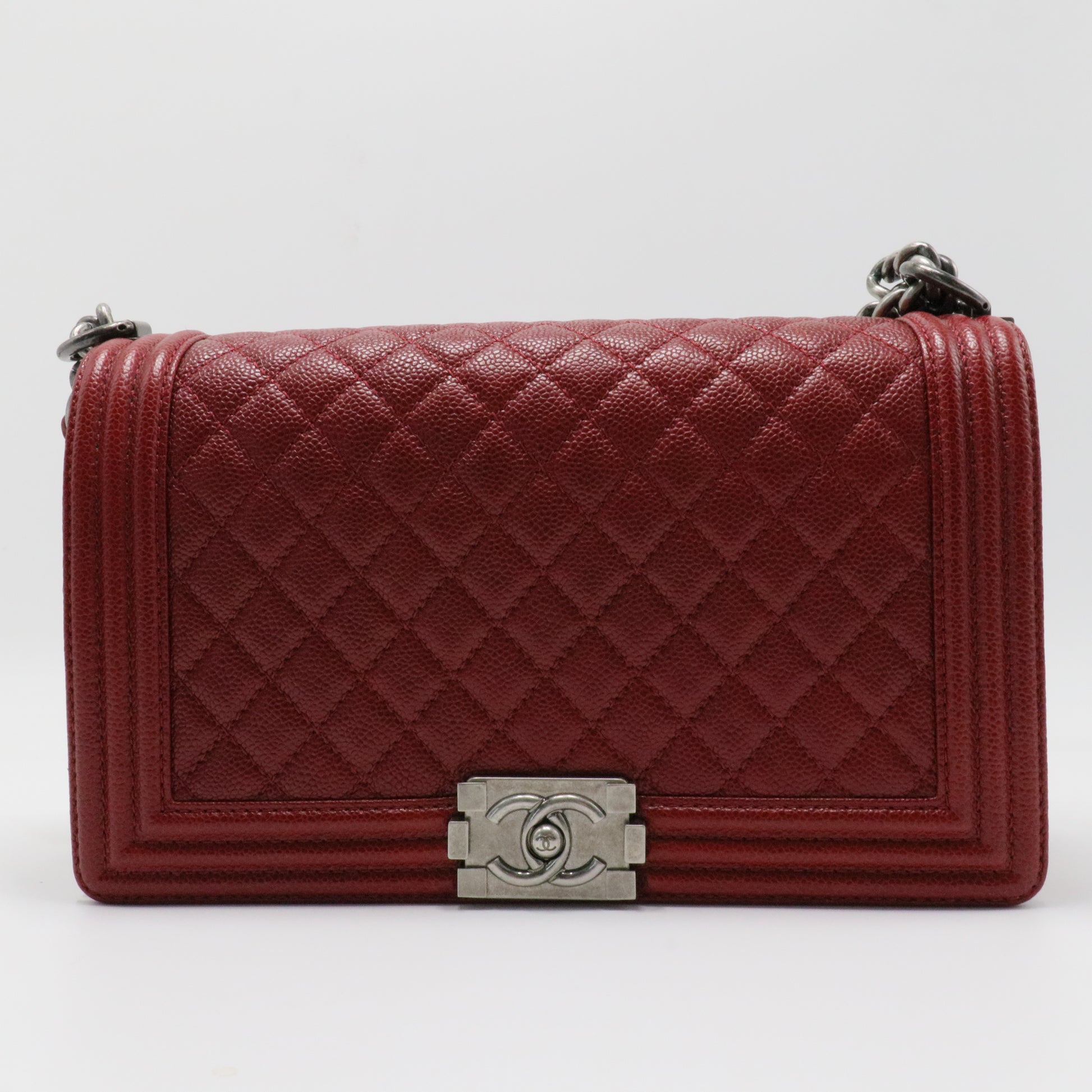 Boy Flap Bag Quilted Caviar New Medium