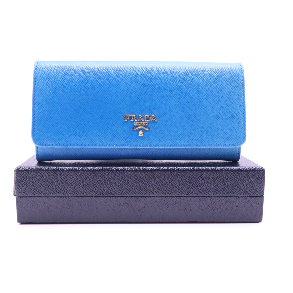 Prada Saffiano Metal Lettering Logo Continental Wallet W21379