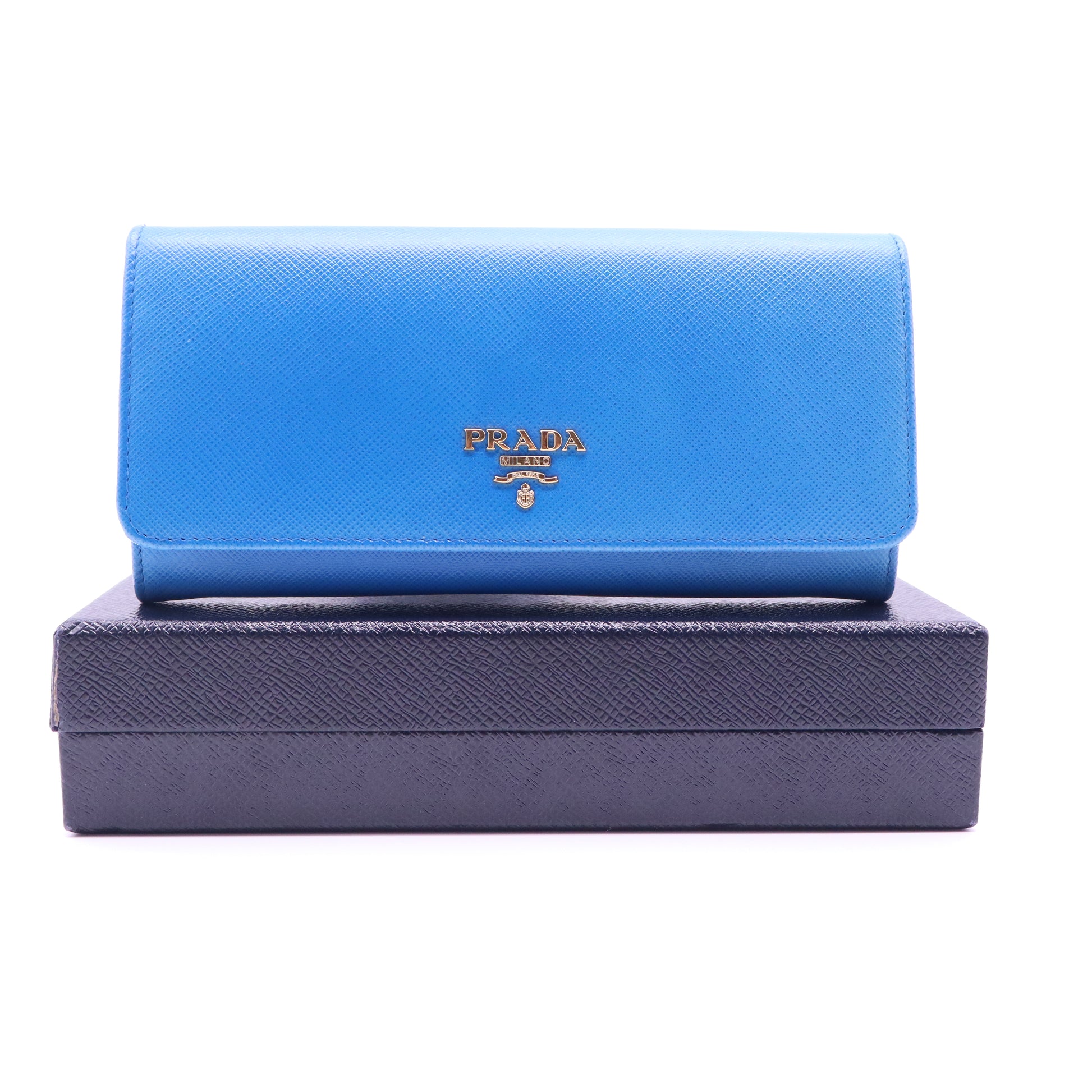 Prada Saffiano Metal Lettering Logo Continental Wallet W21379