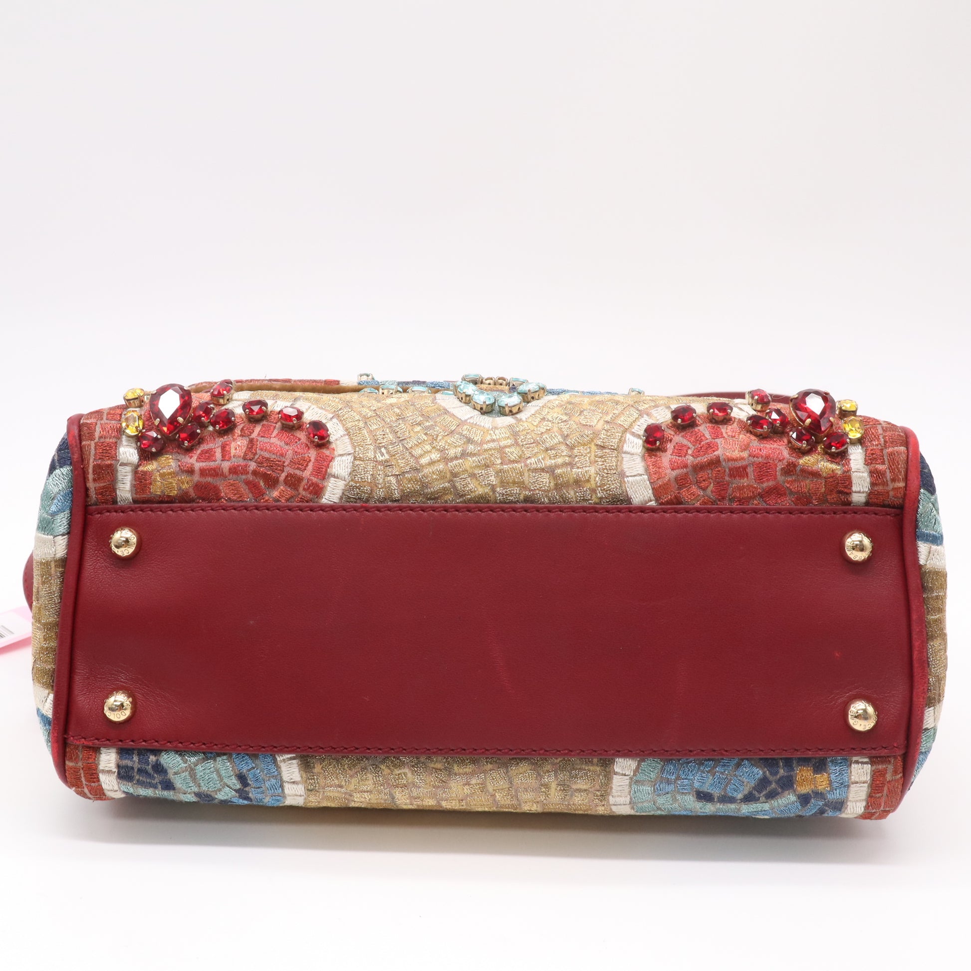 Dolce & Gabbana Multicolor Embroidered and Python Crystal Medium Miss Sicily Top Handle Bag twins LDJ4865