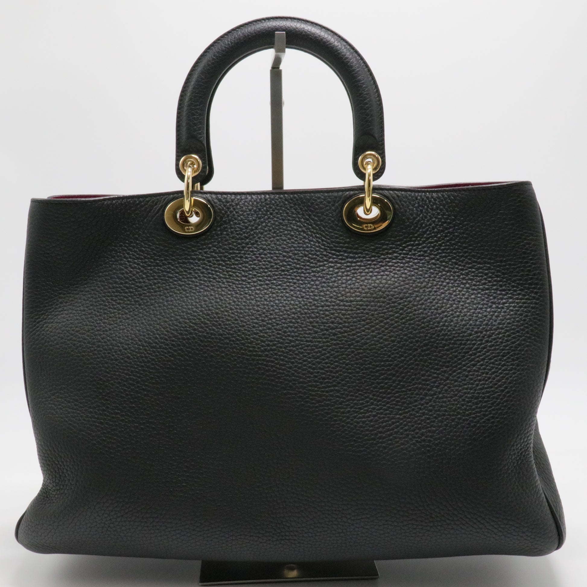 Soft Tote in Black Grained Calfskin with Gold Hardware