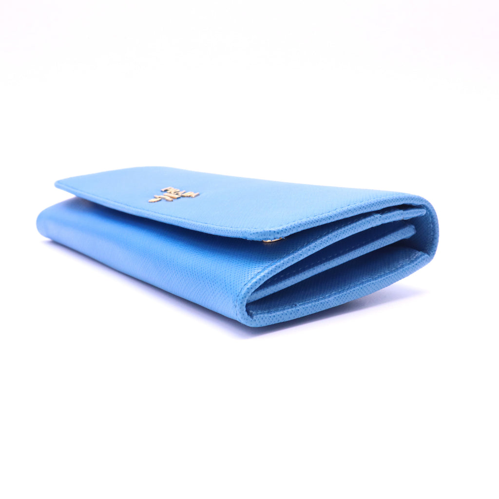 Prada Saffiano Metal Lettering Logo Continental Wallet W21379