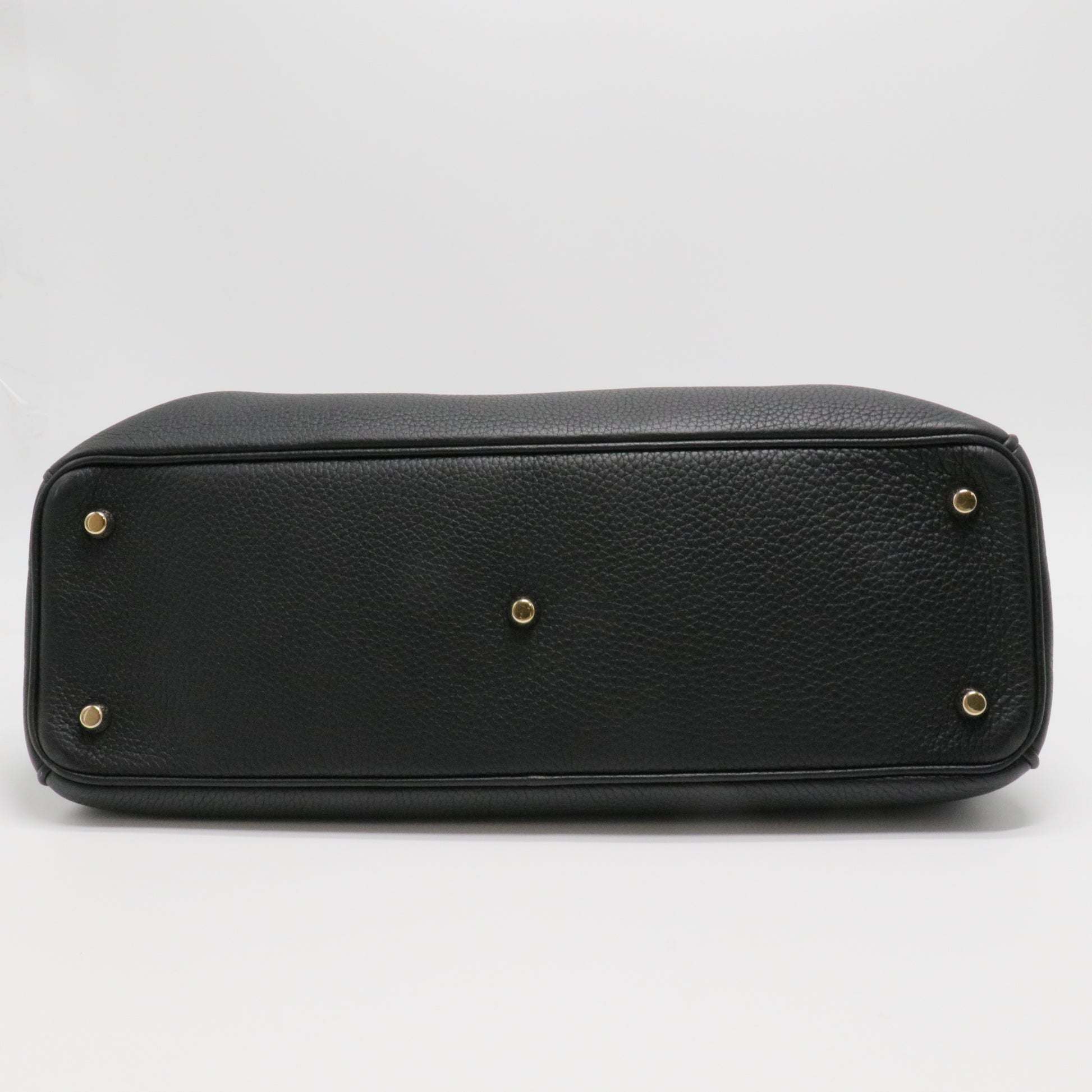 Soft Tote in Black Grained Calfskin with Gold Hardware