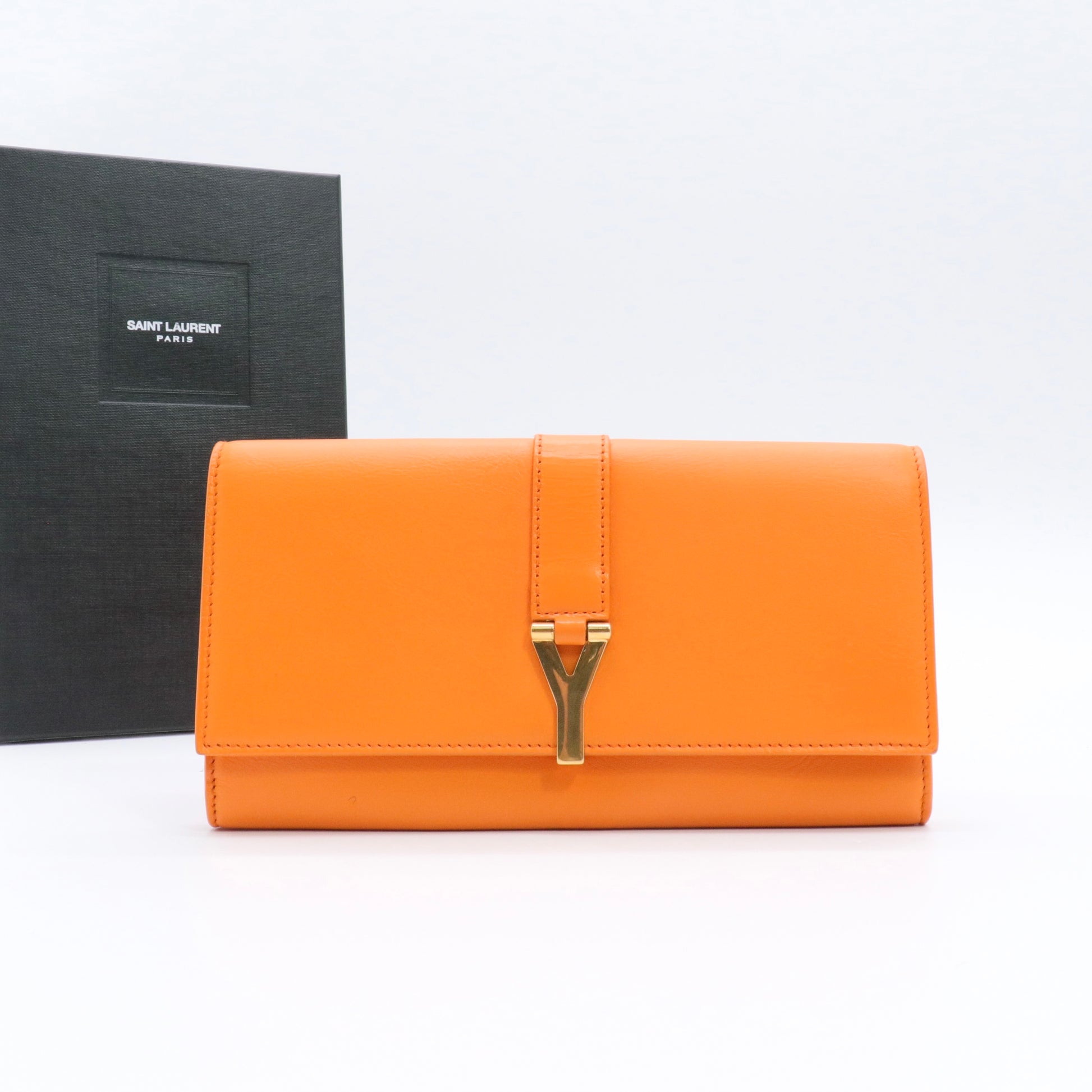 Calfskin Classic Y Ligne Wallet Orange twins