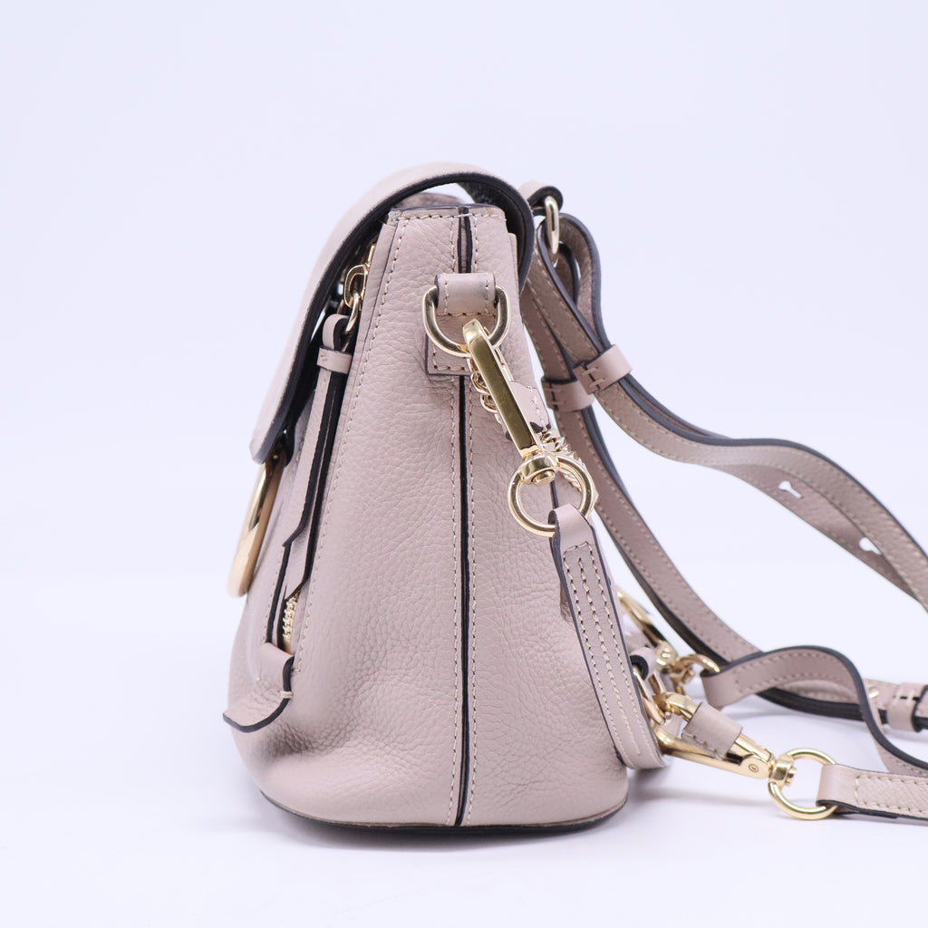 Suede Calfskin Mini Faye Backpack Motty Grey