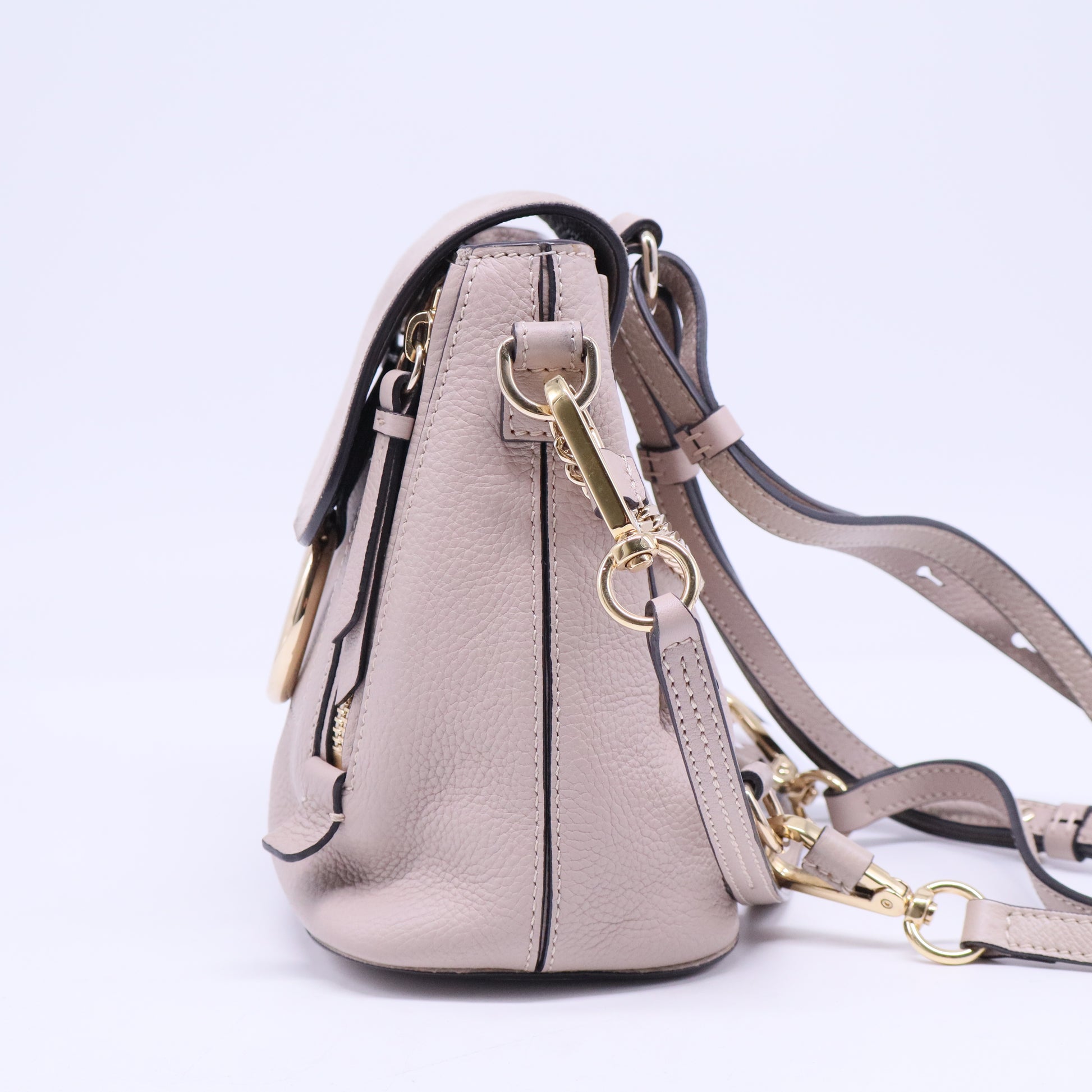 Suede Calfskin Mini Faye Backpack Motty Grey
