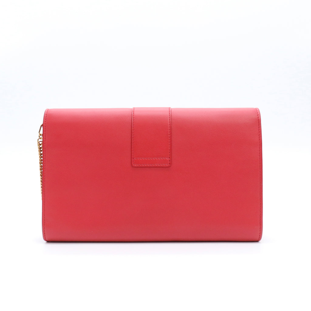 Calfskin Classic Y Ligne Clutch Red twins