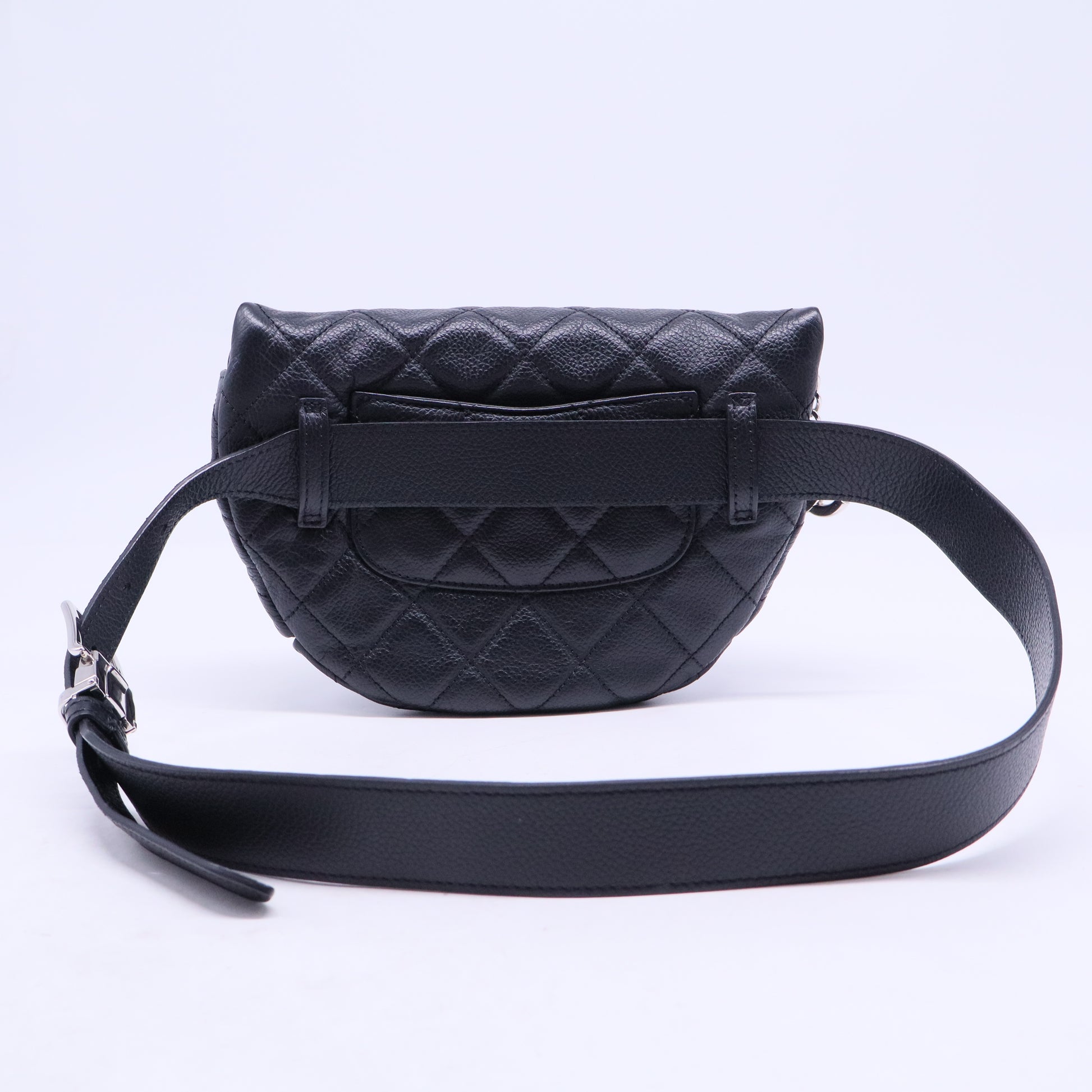 Grained Calfskin Quilted Waist Belt Bag Black B20962