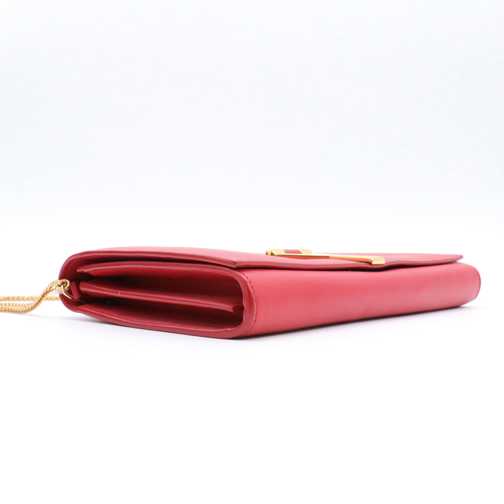 Calfskin Classic Y Ligne Clutch Red twins