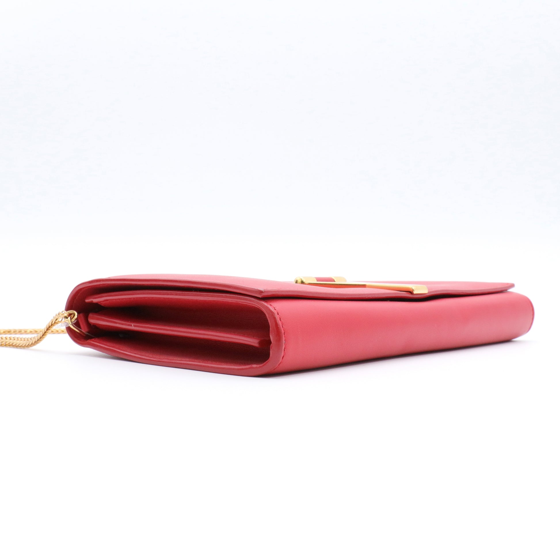 Calfskin Classic Y Ligne Clutch Red twins