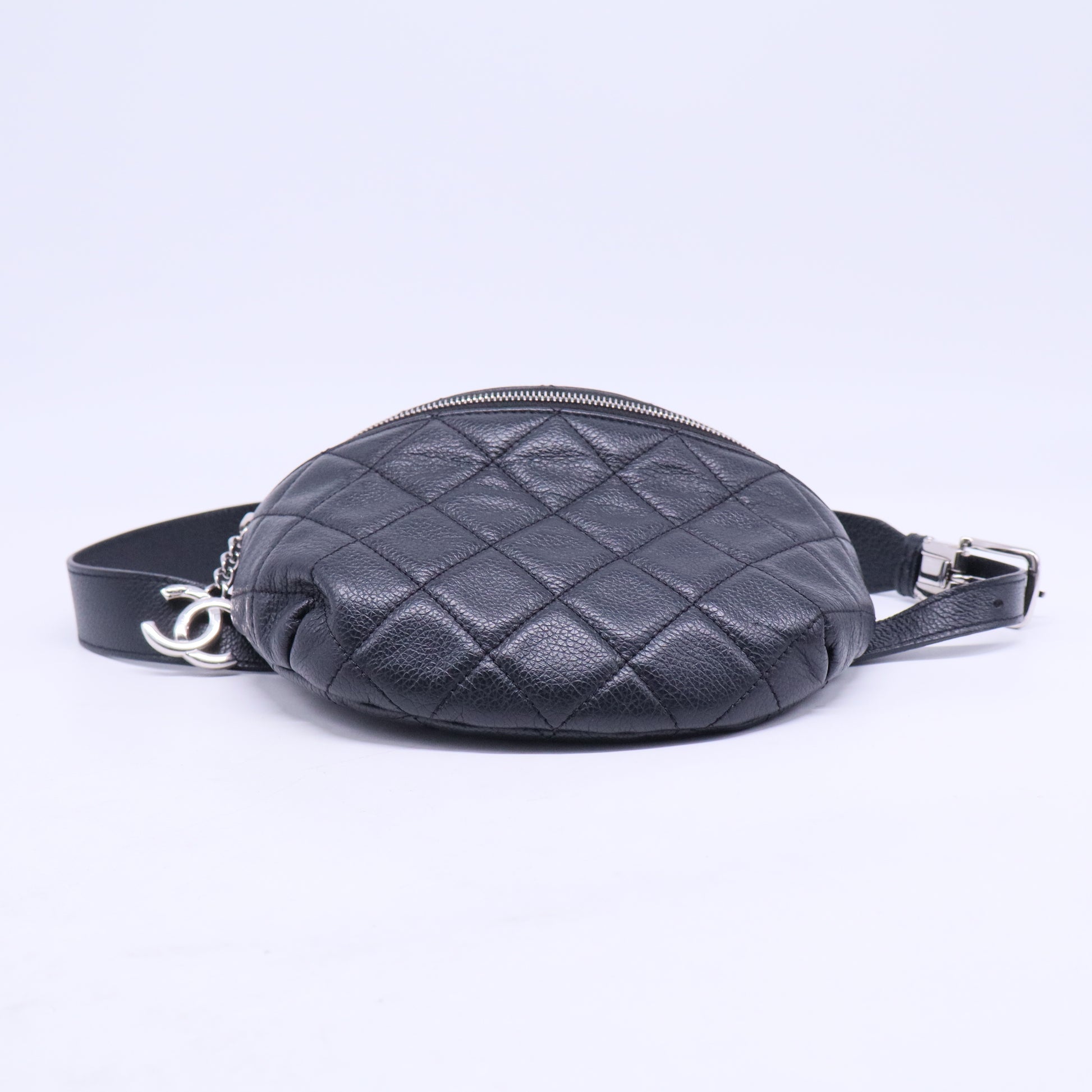 Grained Calfskin Quilted Waist Belt Bag Black B20962