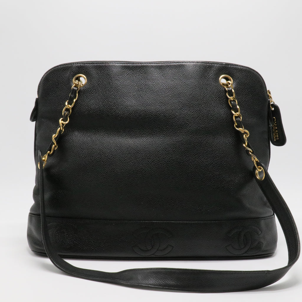 Vintage Black Caviar Leather Shopper