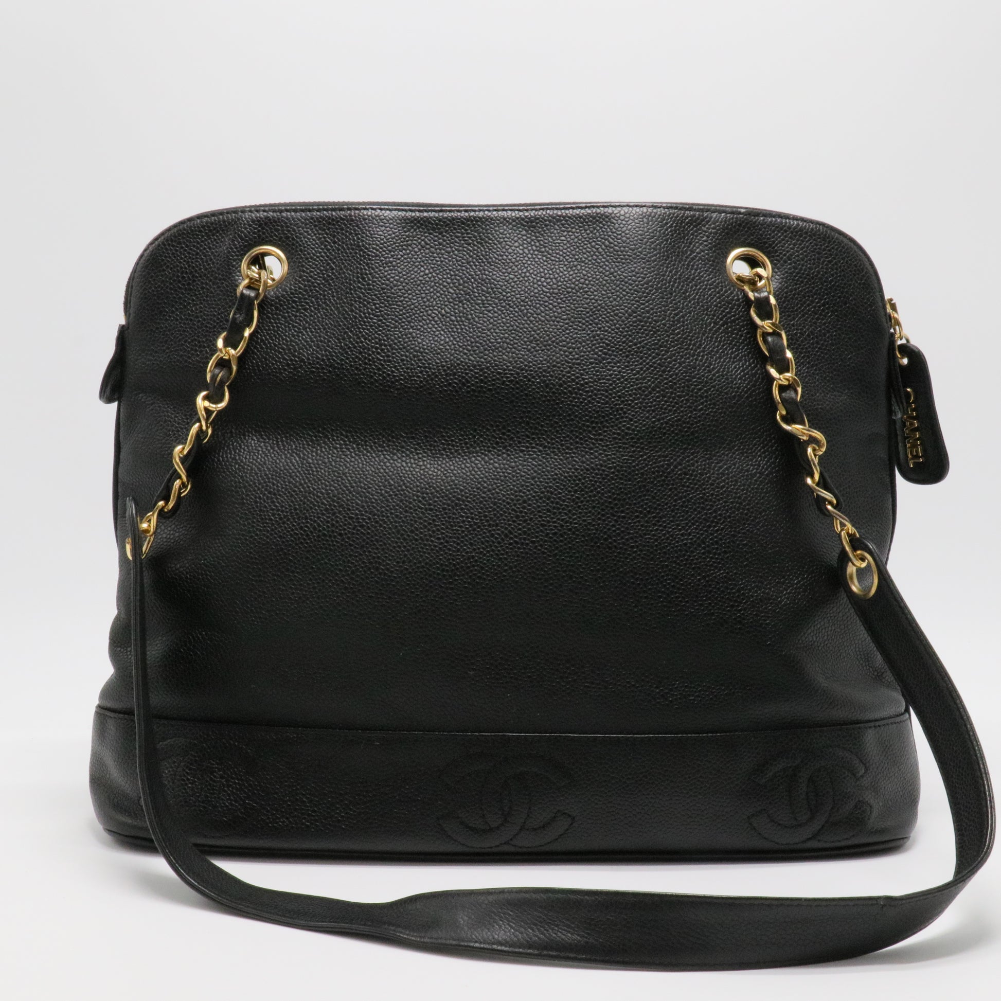 Vintage Black Caviar Leather Shopper
