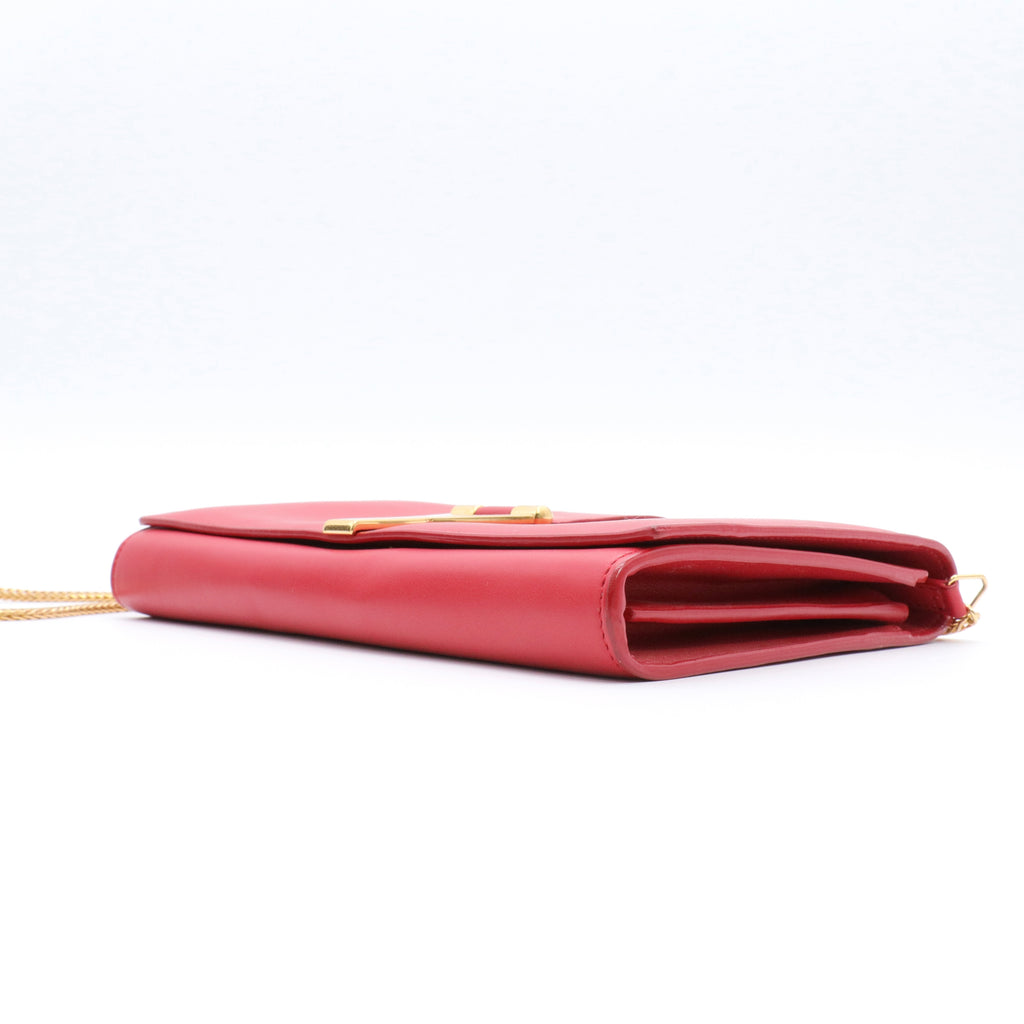 Calfskin Classic Y Ligne Clutch Red twins