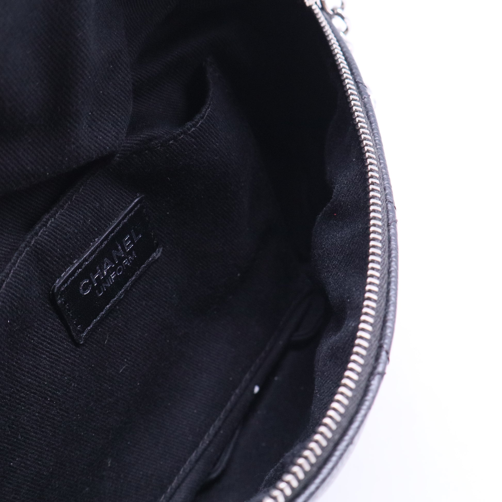 Grained Calfskin Quilted Waist Belt Bag Black B20962
