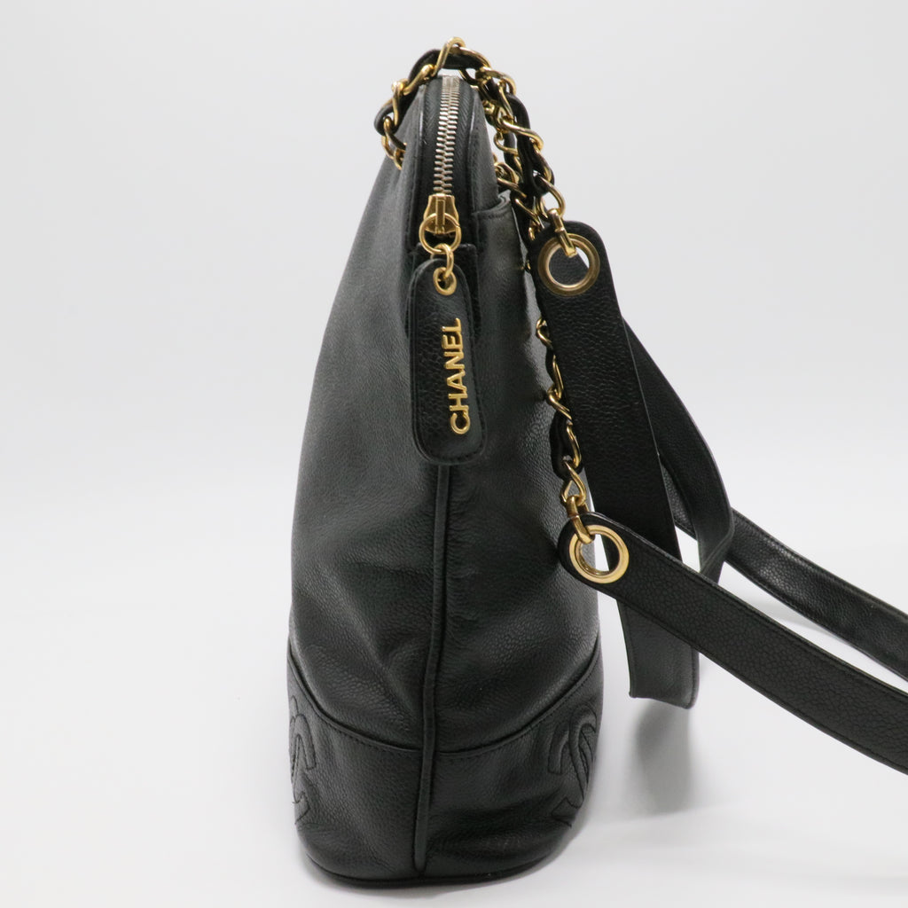 Vintage Black Caviar Leather Shopper