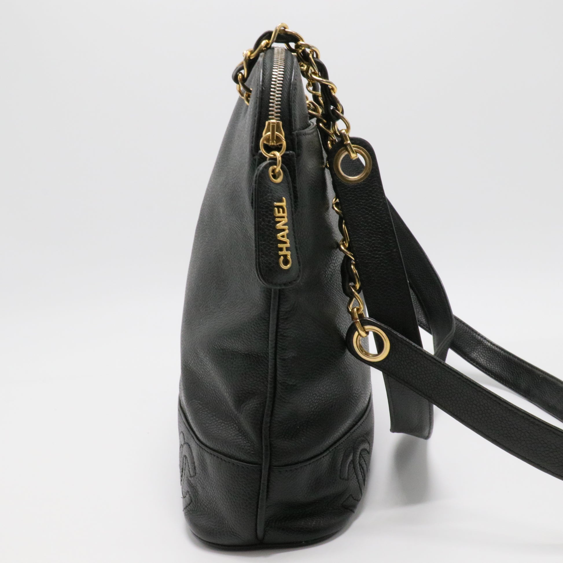 Vintage Black Caviar Leather Shopper