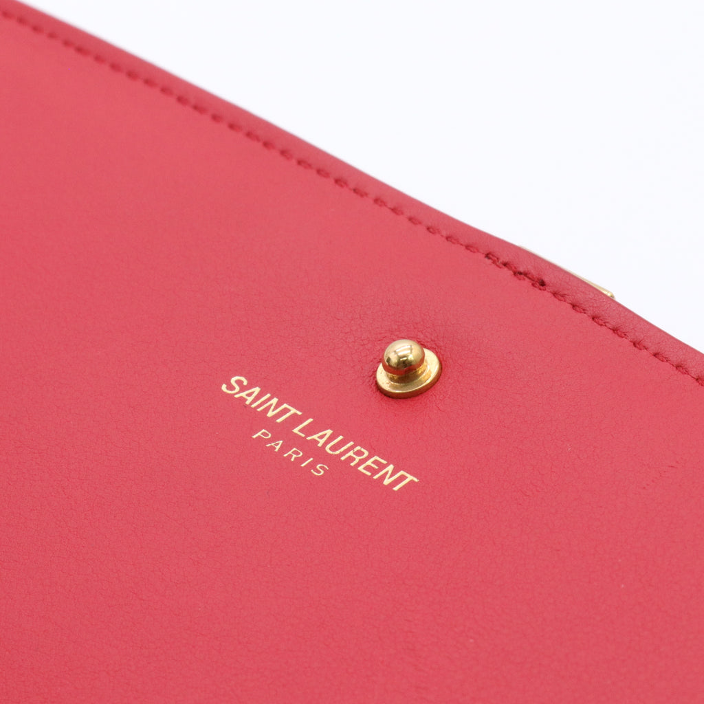 Calfskin Classic Y Ligne Clutch Red twins