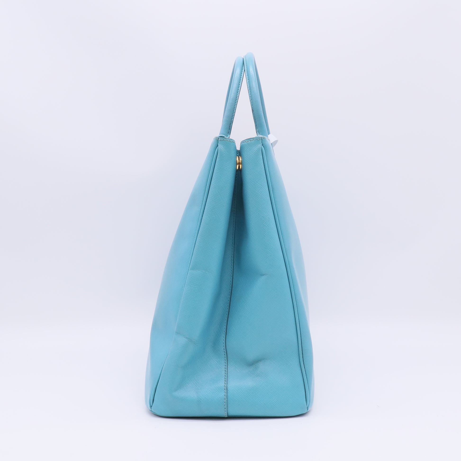 Prada Medium Double Zip Tote in Turquoise Saffiano Leather B23673