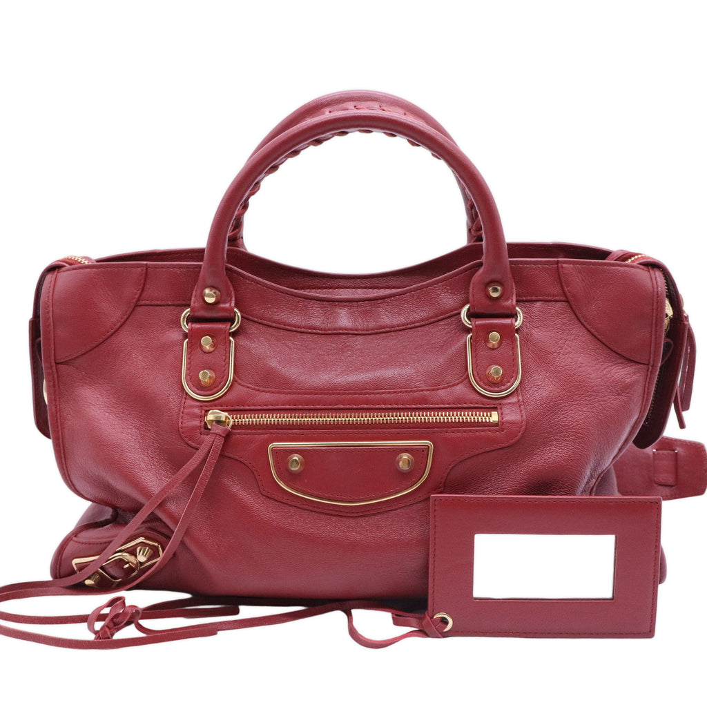 City Classic Metallic Edge Bag Leather Medium Twins