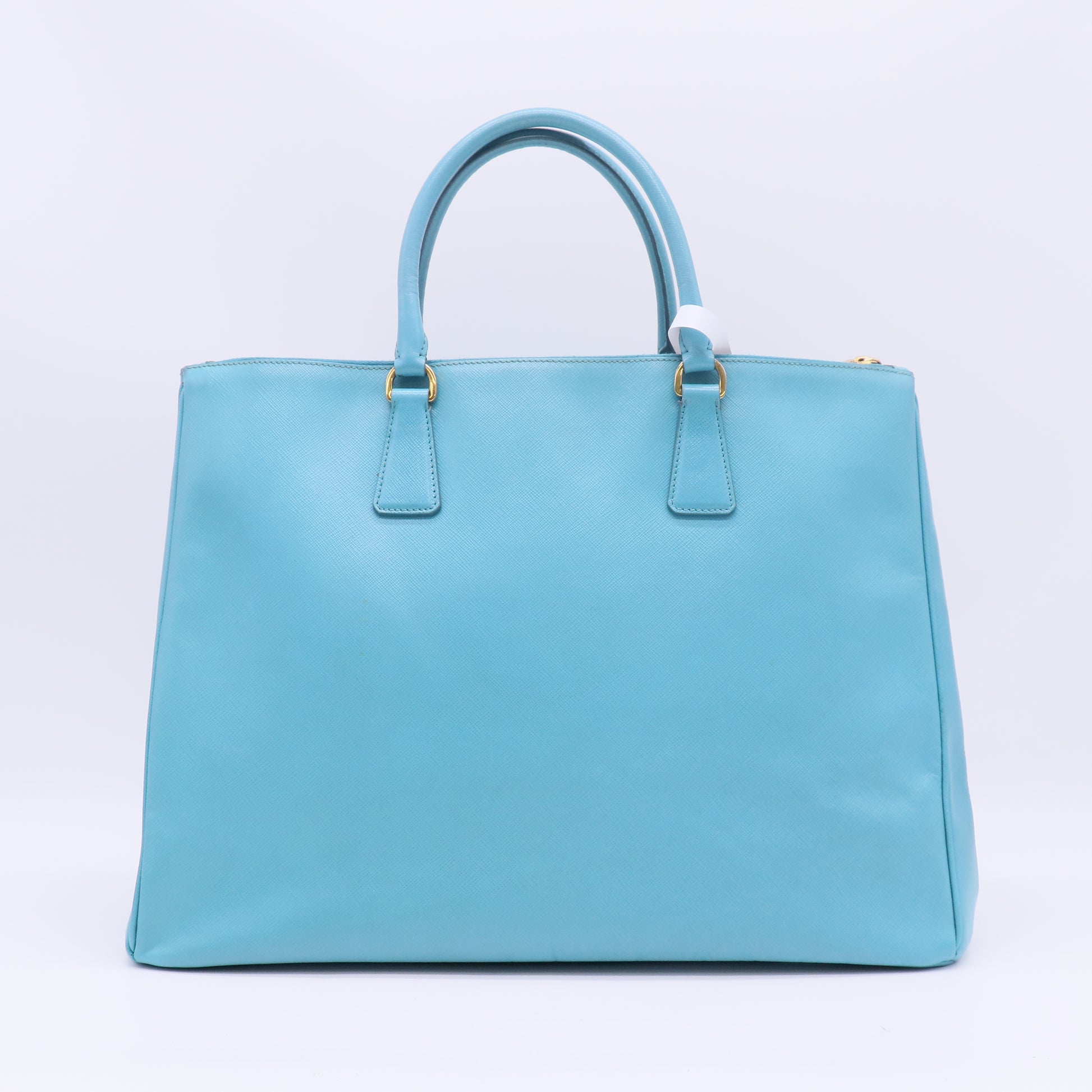 Prada Medium Double Zip Tote in Turquoise Saffiano Leather B23673