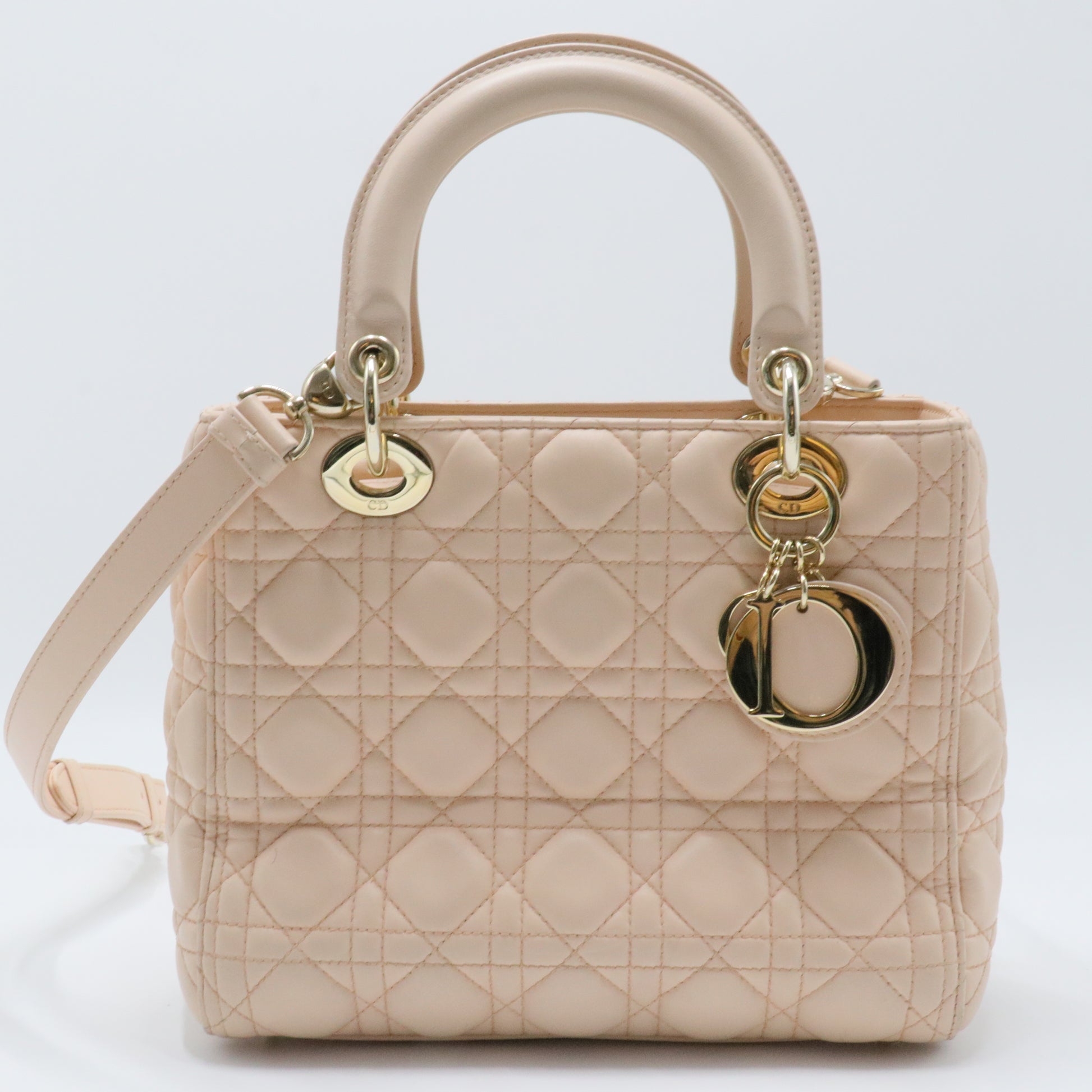 Lady Dior Bag Cannage Quilt Lambskin Medium Light Pink